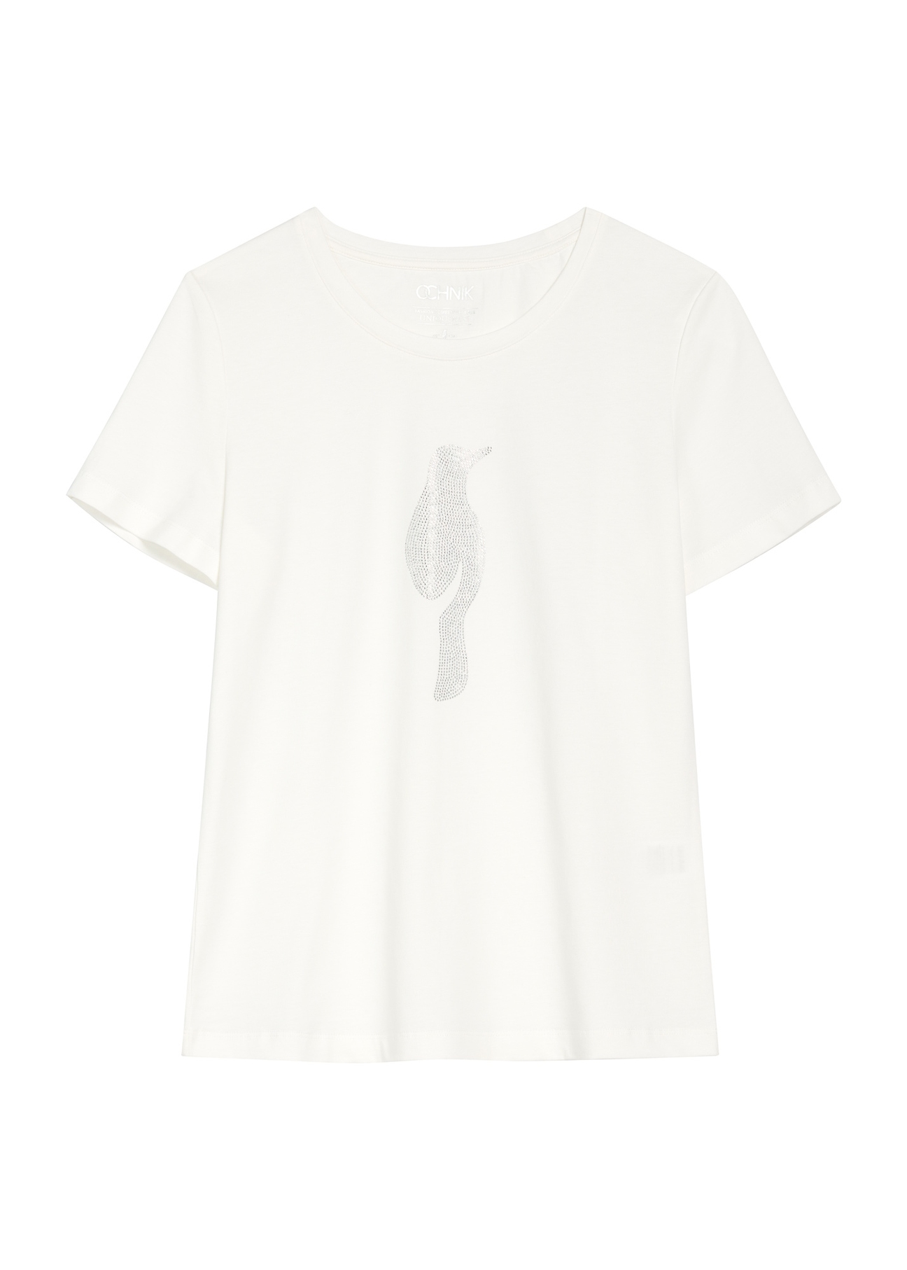 Cream women's T-shirt with logo TSHDT-0148-12(Z25), front product view on white background.