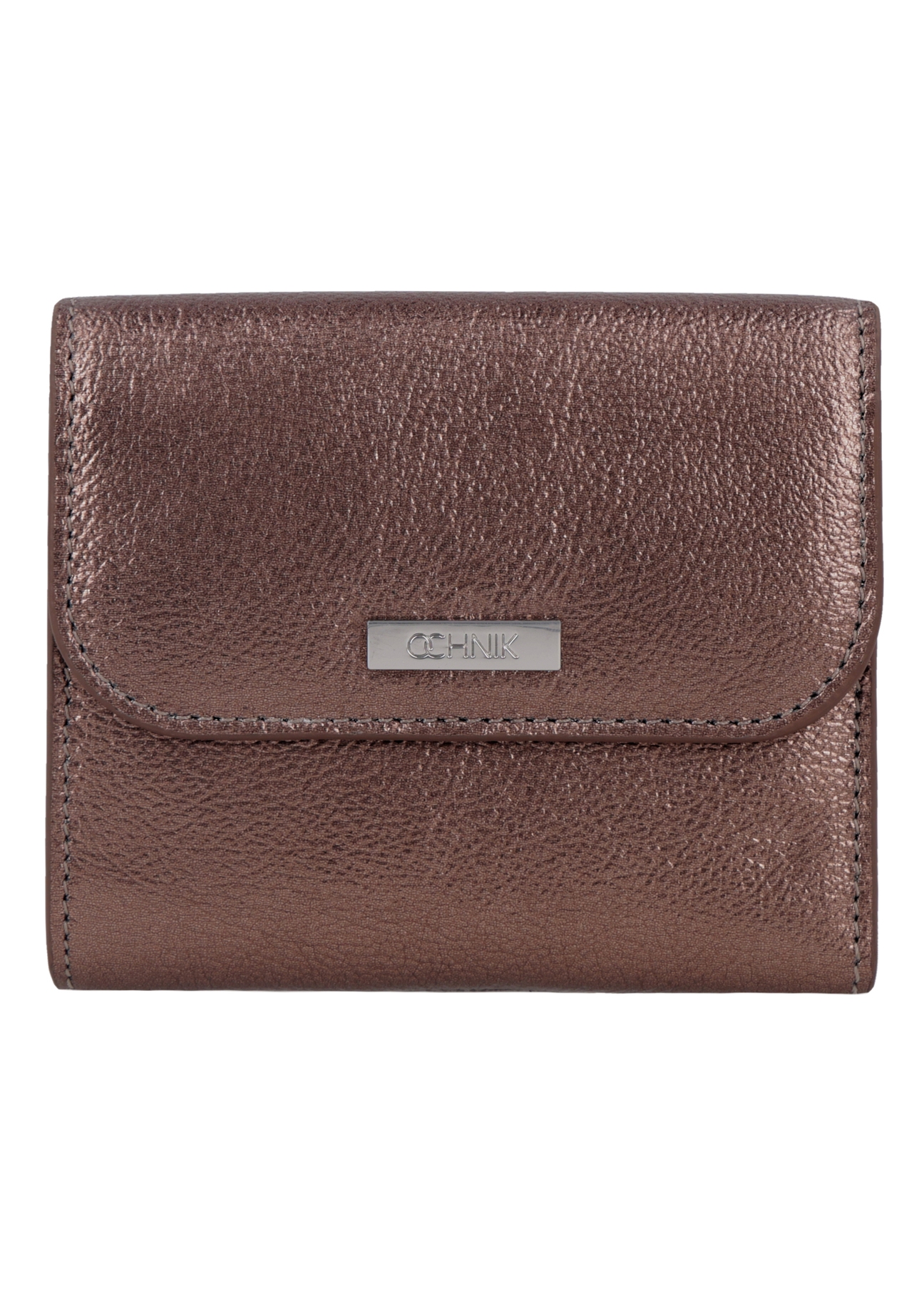 Small women's leather wallet in light brown color PORES-1029-1G(Z26), front product view on white background.