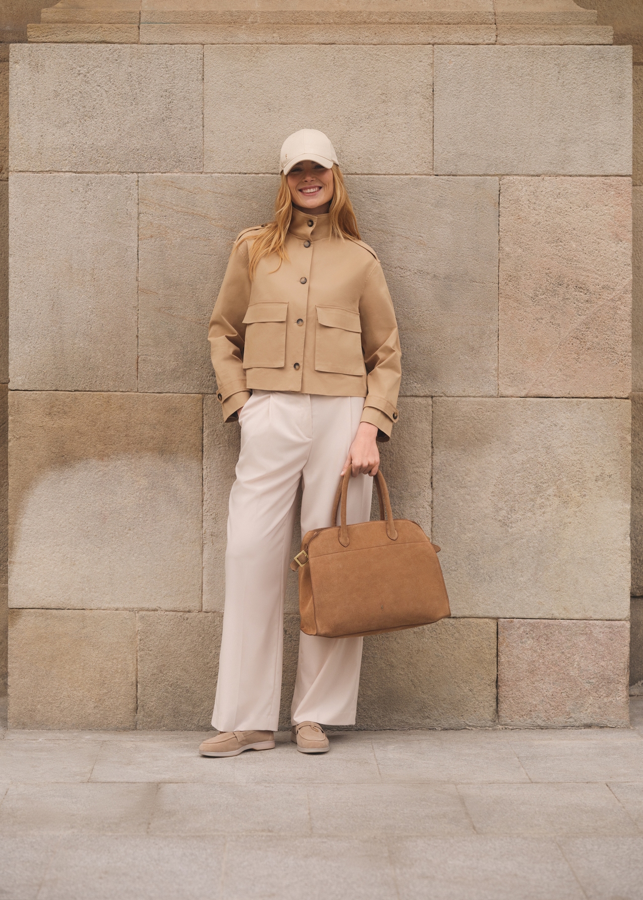 Beige suede handbag TORES-1191-1B(W26)