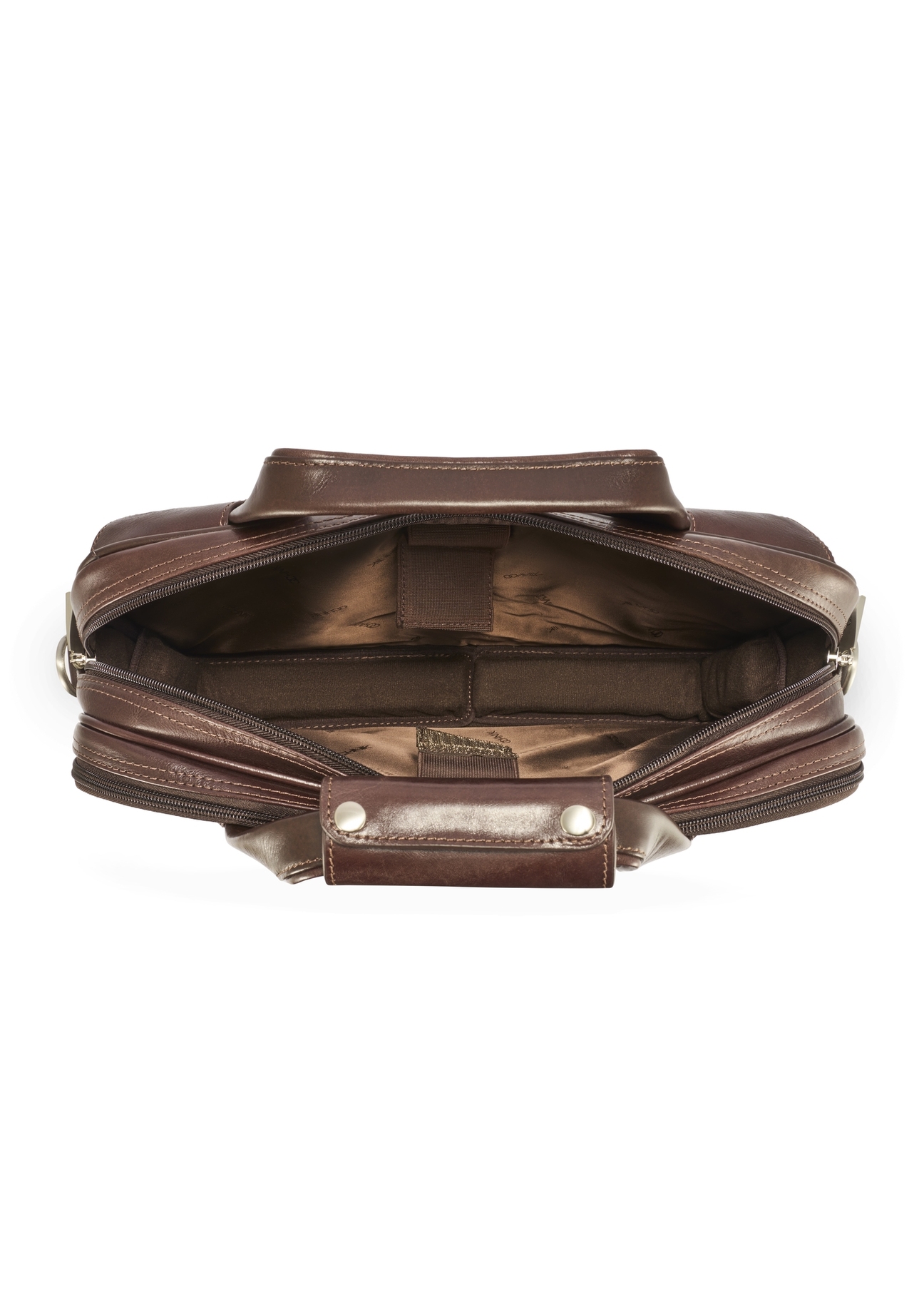 Brown leather men's bag TORMS-0483-89(Z25), product view from the inside on a white background.