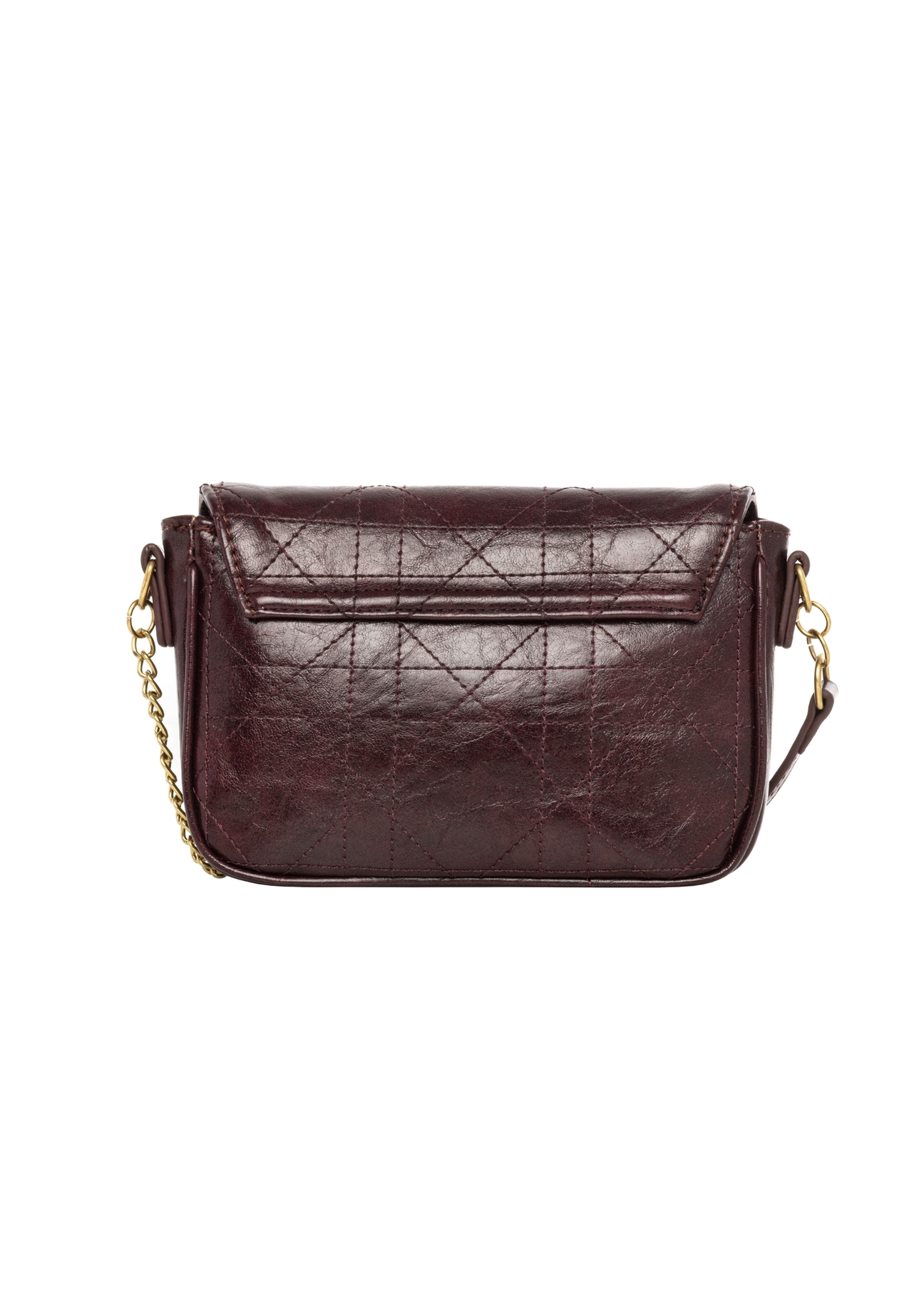 Burgundy small messenger bag TOREC-1254-4D(Z26), product view from the back on a white background.