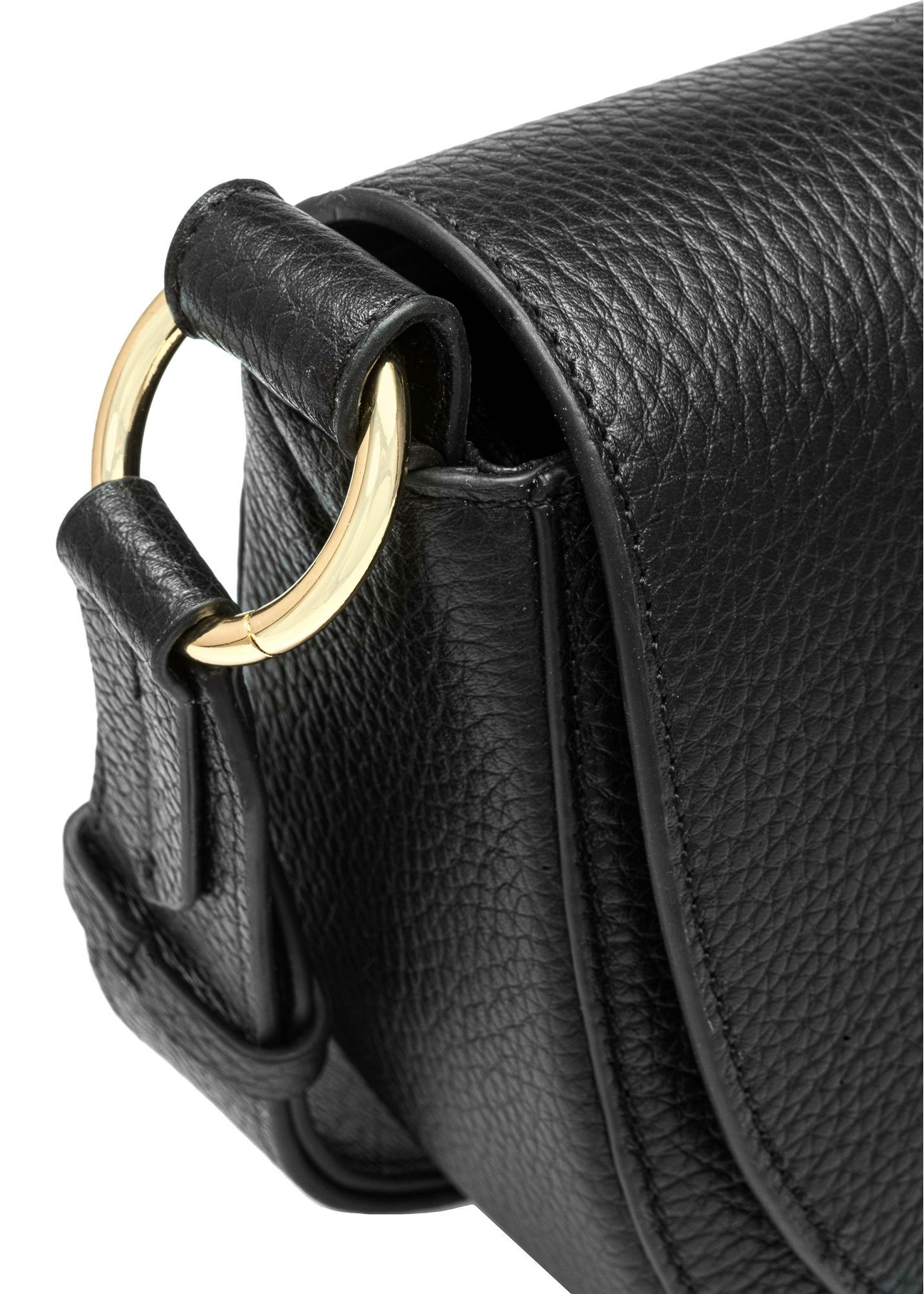 Black leather women's handbag TORES-0895D-99(Z25), close-up detail on white background.
