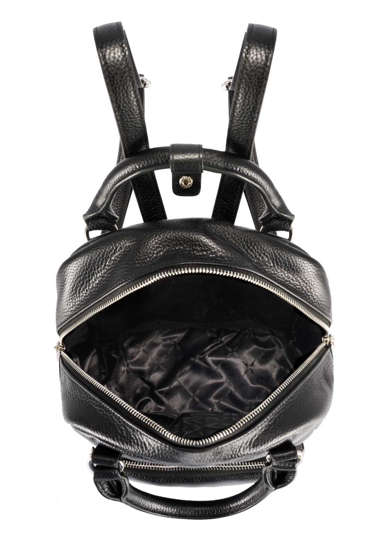 Women's black leather backpack TORES-1146-9I(Z26)- top view of the product on a white background.