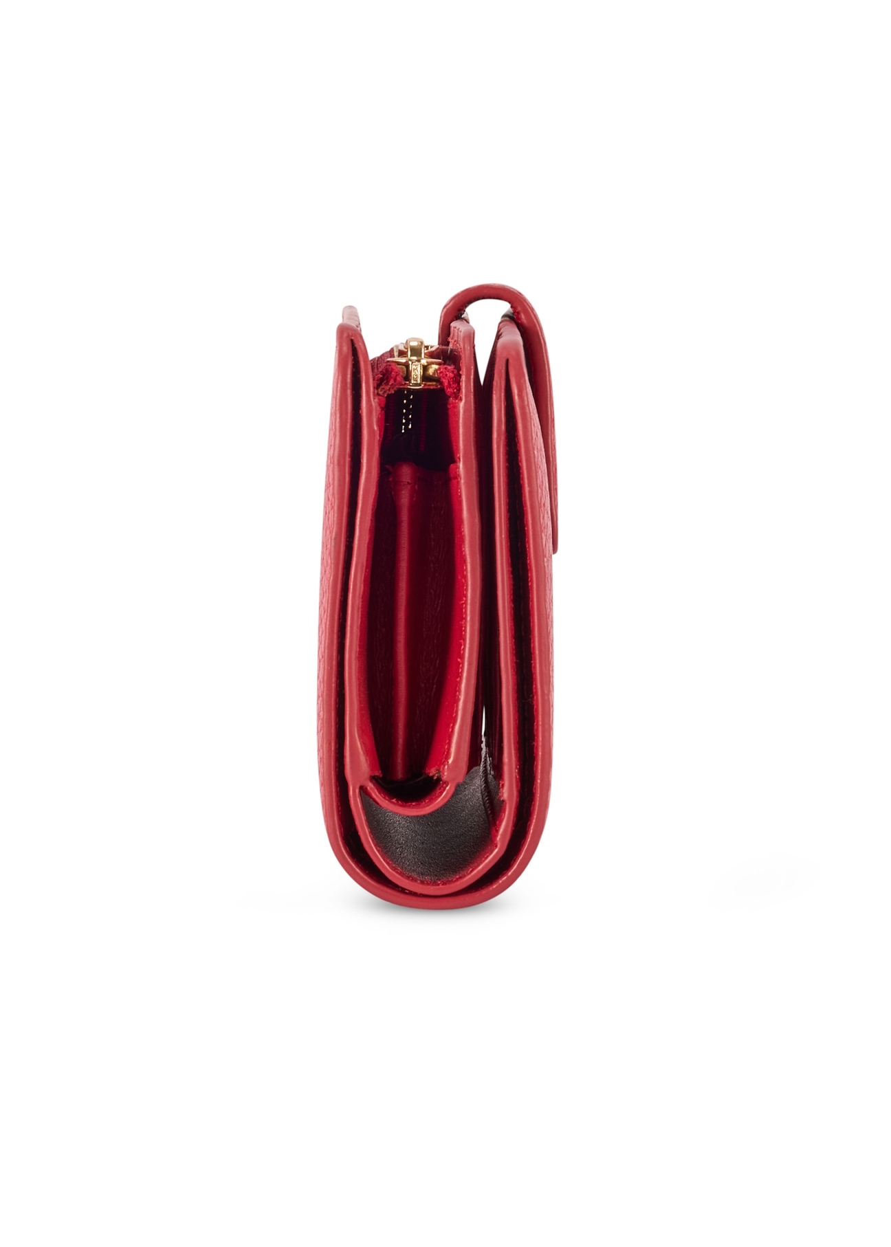 Medium red leather women's wallet PORES-0896G-42(Z25), side product view on white background.
