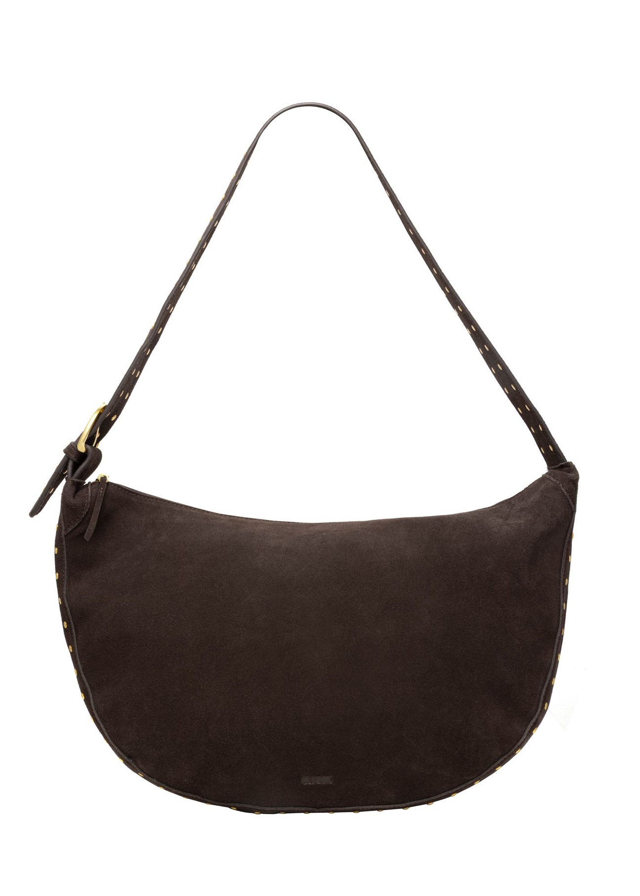 Brown suede women's hobo bag TORES-1384-1I(Z26) - front product view, on white background.
