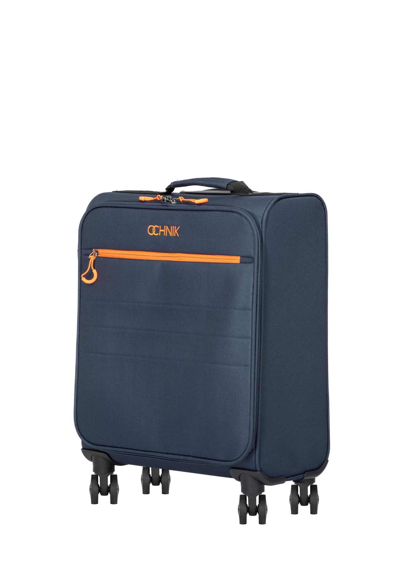 Small suitcase on wheels WALNY-0045-7D-19(W26) - diagonal view of the product, on a white background.