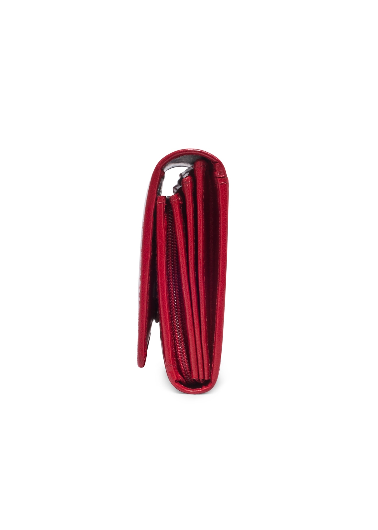 Red women's wallet PL-125-4B(KS), side product view on white background.