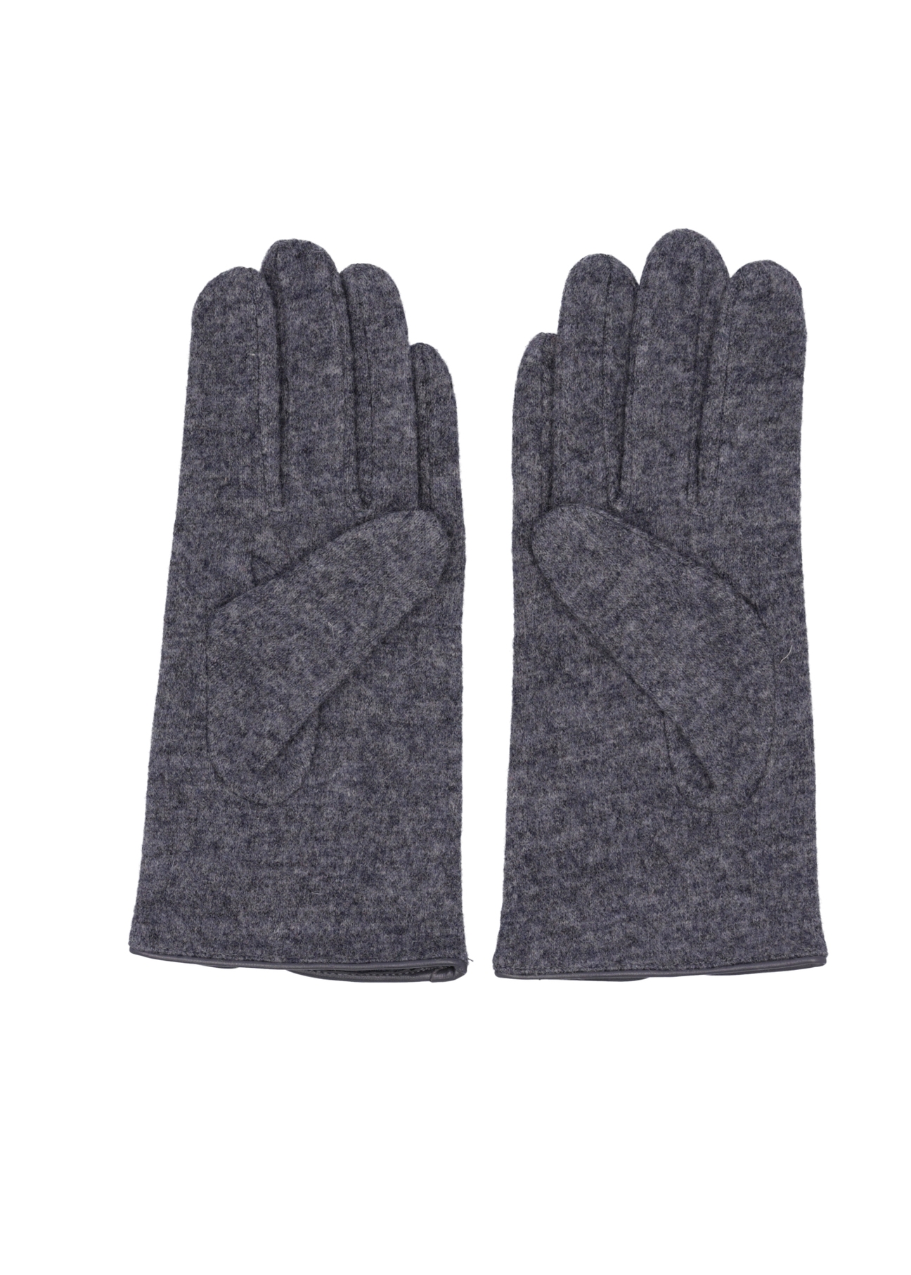 Graphite woolen women's gloves REKDT-0027A-9D(Z26) - product view from above, on a white background.