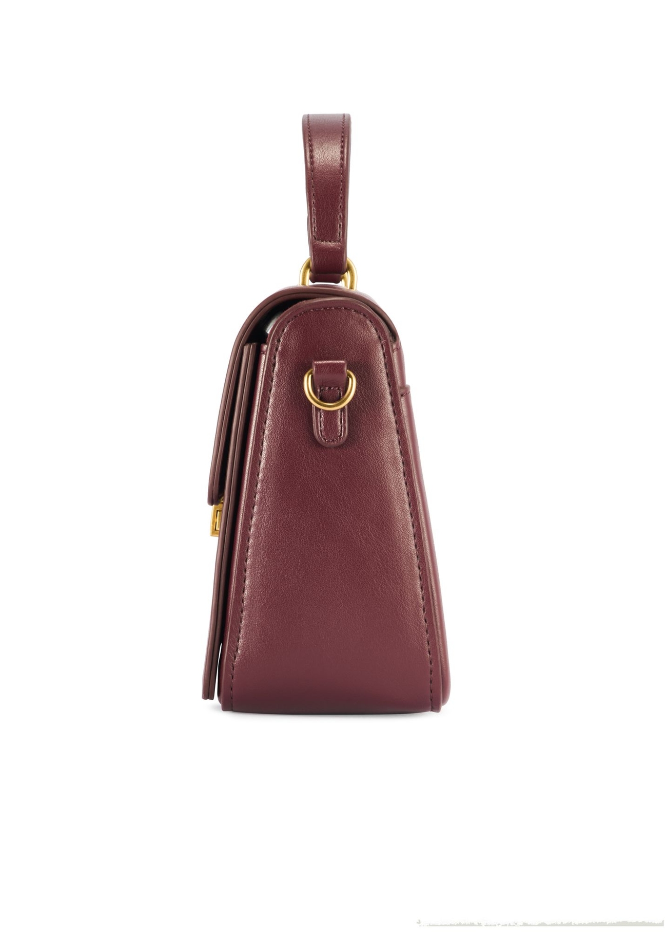 Burgundy women's trunk handbag TOREC-1080-49(Z25) - side view of the product on a white background.