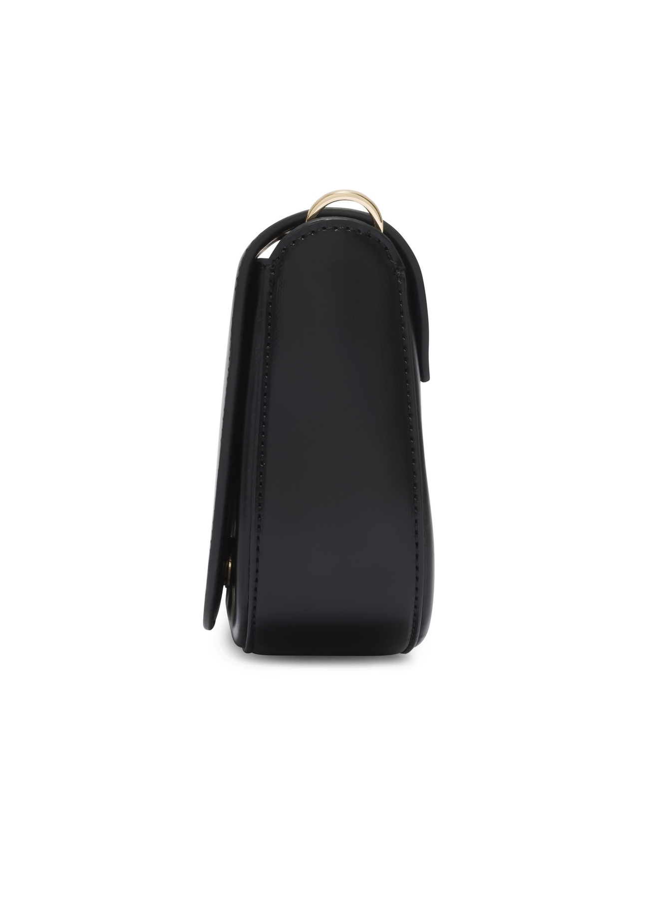 Black women's handbag with stitching TOREC-1380-99(Z26), side view of the product on a white background.