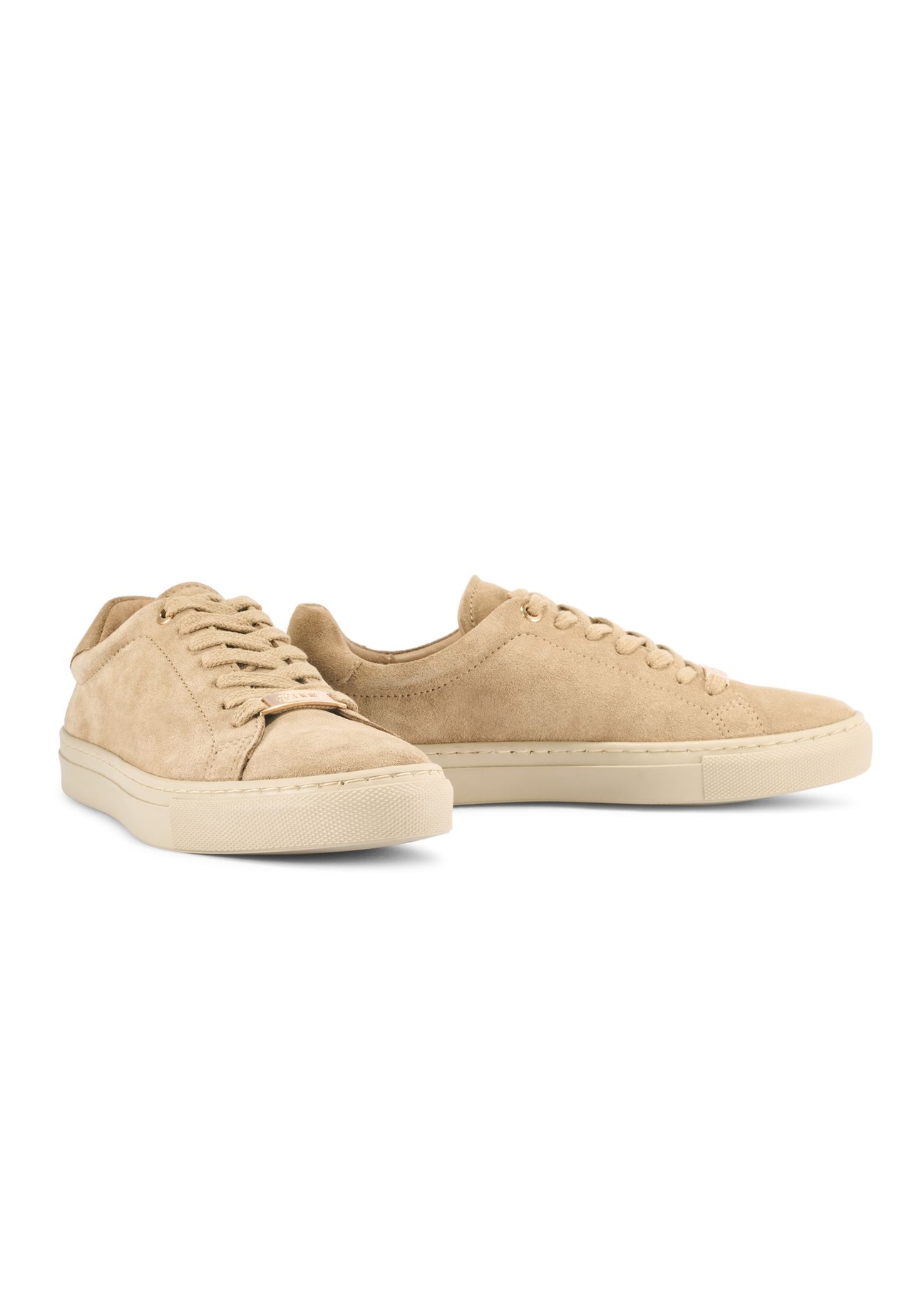 Women's suede beige sneakers BUTYD-1068-82(Z25) - view of a pair on a white background.