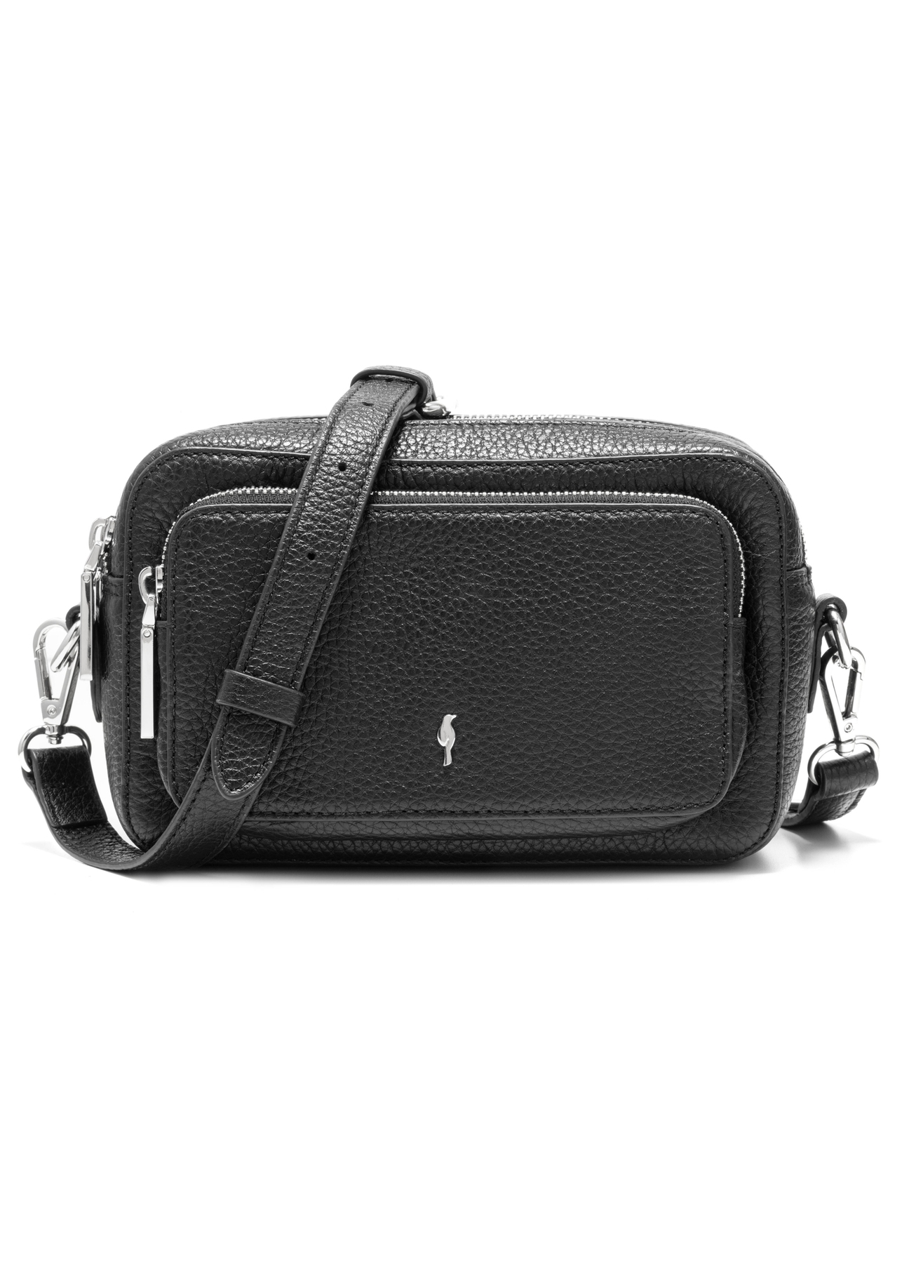 Black leather women's handbag TORES-1036D-99(Z25), product view from the front on a white background.
