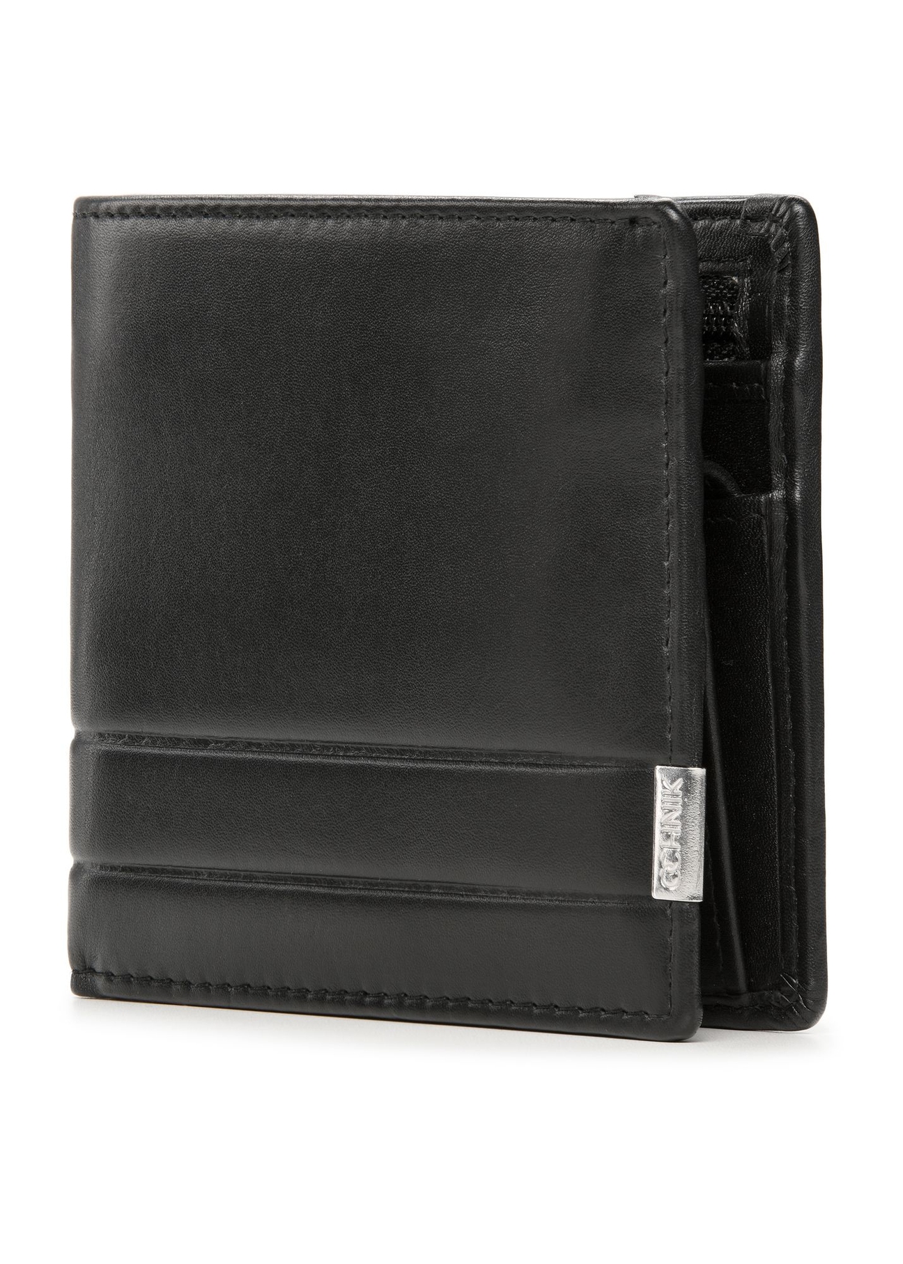 Men's black leather wallet PORMS-0142B-99(Z25) - diagonal product view on a white background.