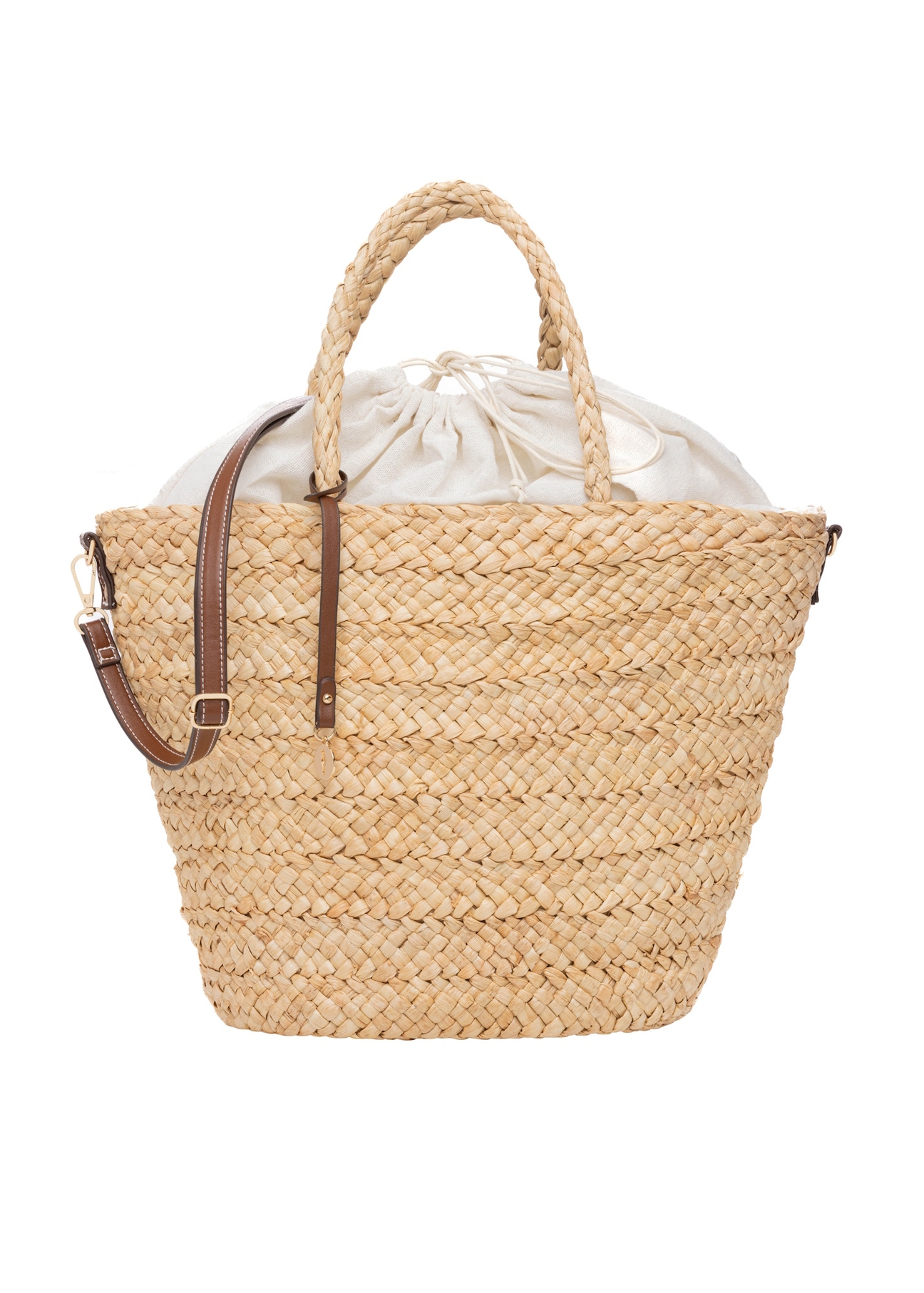 Women's straw shopper bag TOREC-0939-1E(W26), front product view on white background.