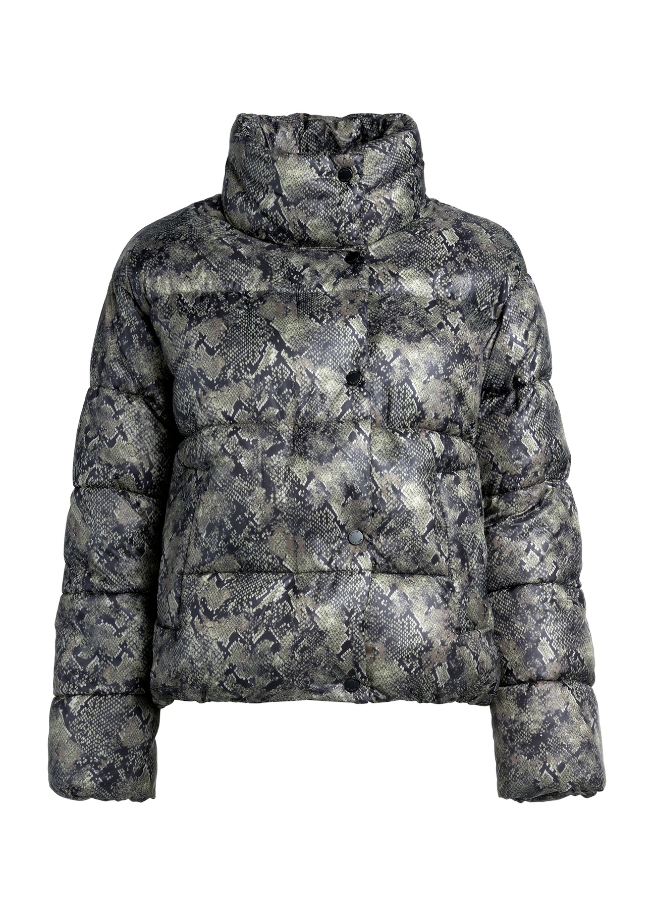 Women's jacket with snakeskin motif KURDT-0598-54(Z25), front product view on white background.