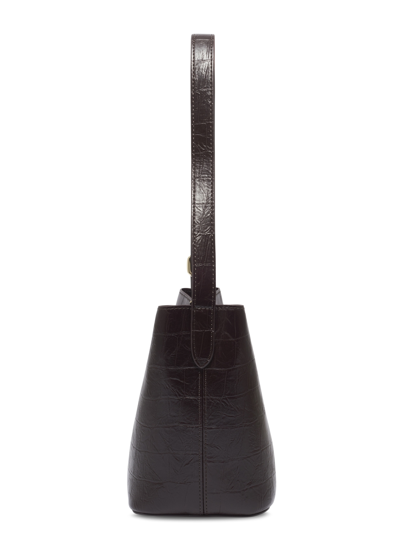 Burgundy crocodile handbag TOREC-1305-4D(Z26). Side view on white background.