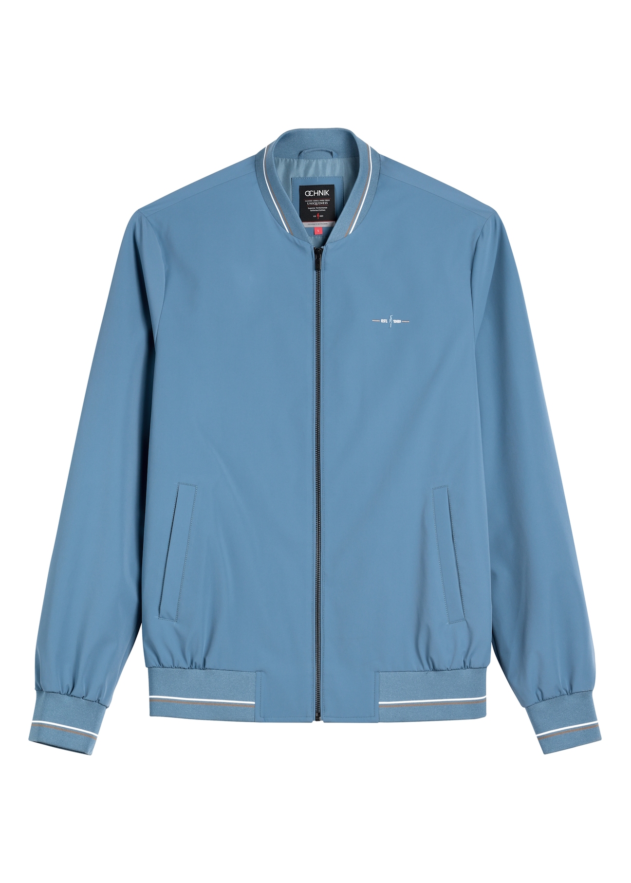 Men's blue nylon jacket KURMT-0416-7C(W26), front product view on white background.