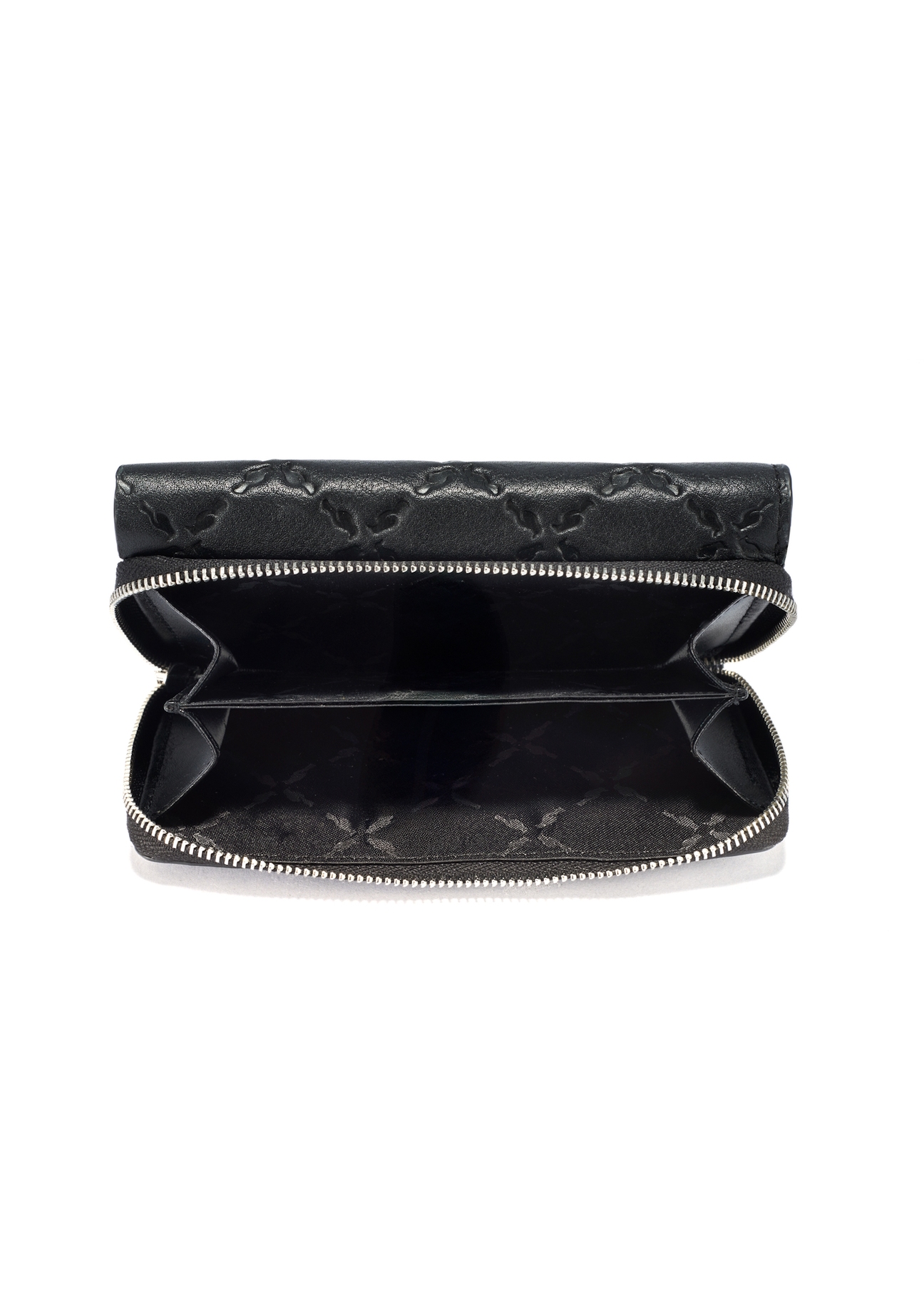 Black leather women's wallet with monogram PORES-0882A-99(W25)