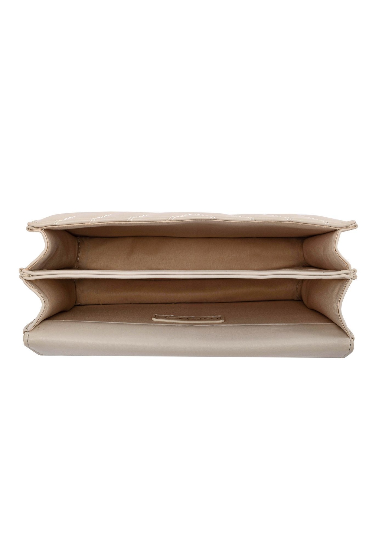 Cream quilted women's handbag TOREC-0528D-12(Z25), view of the inside of the product on a white background.