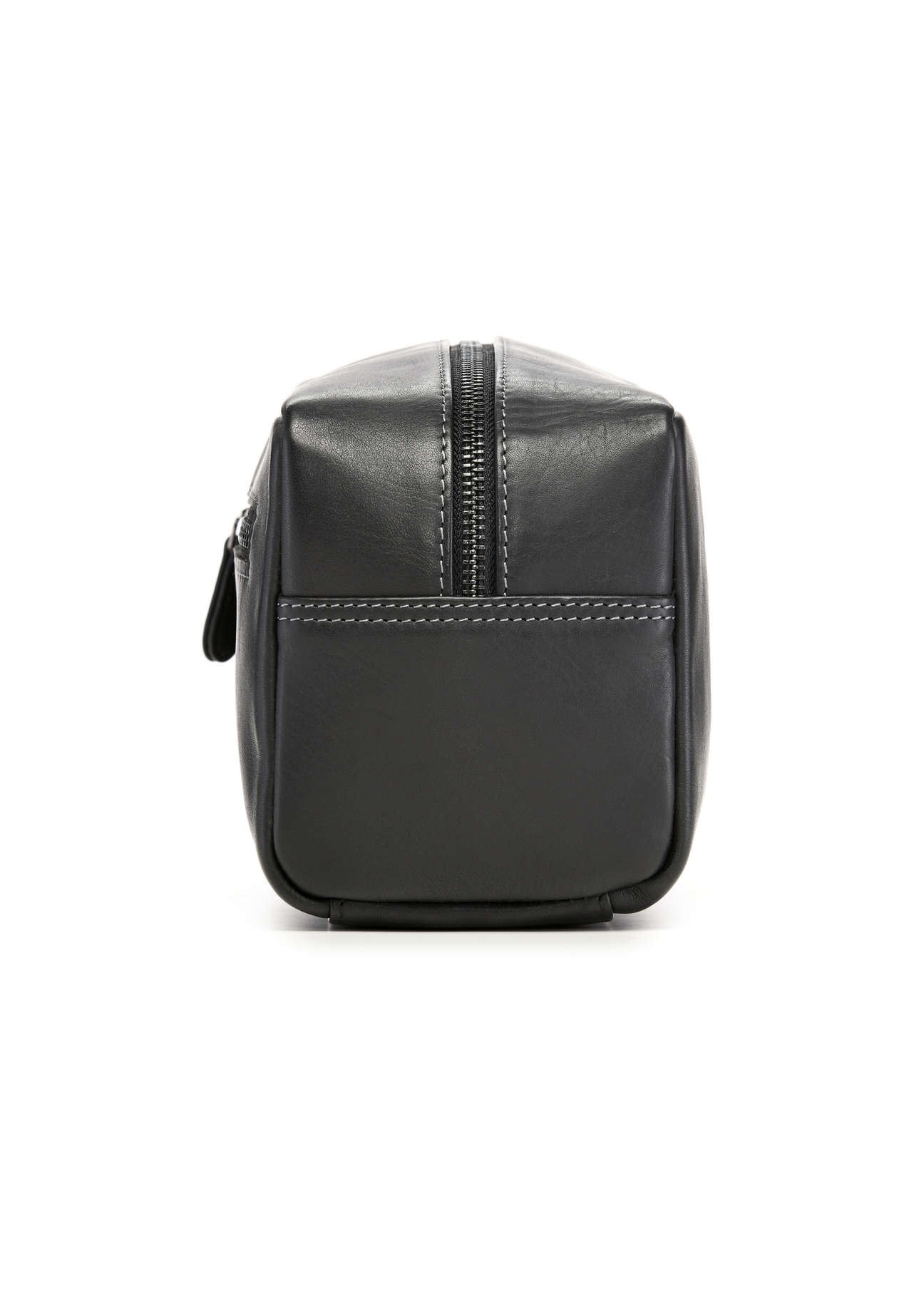 Black leather men's cosmetic bag TORMS-0528-99(Z26) - side view of the product, on a white background.