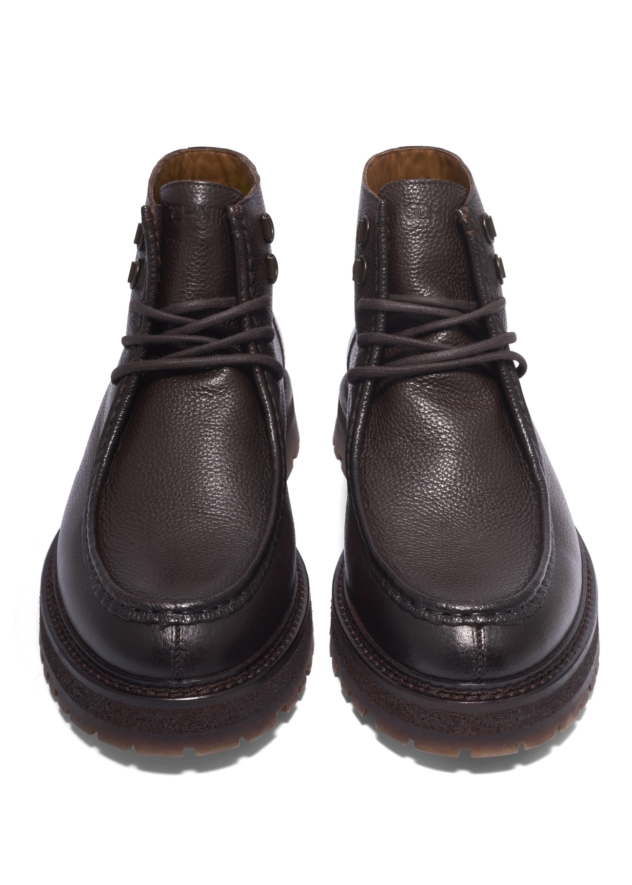 Men's dark brown leather ankle boots BUTYM-0572-1I(Z26), front product view on white background.