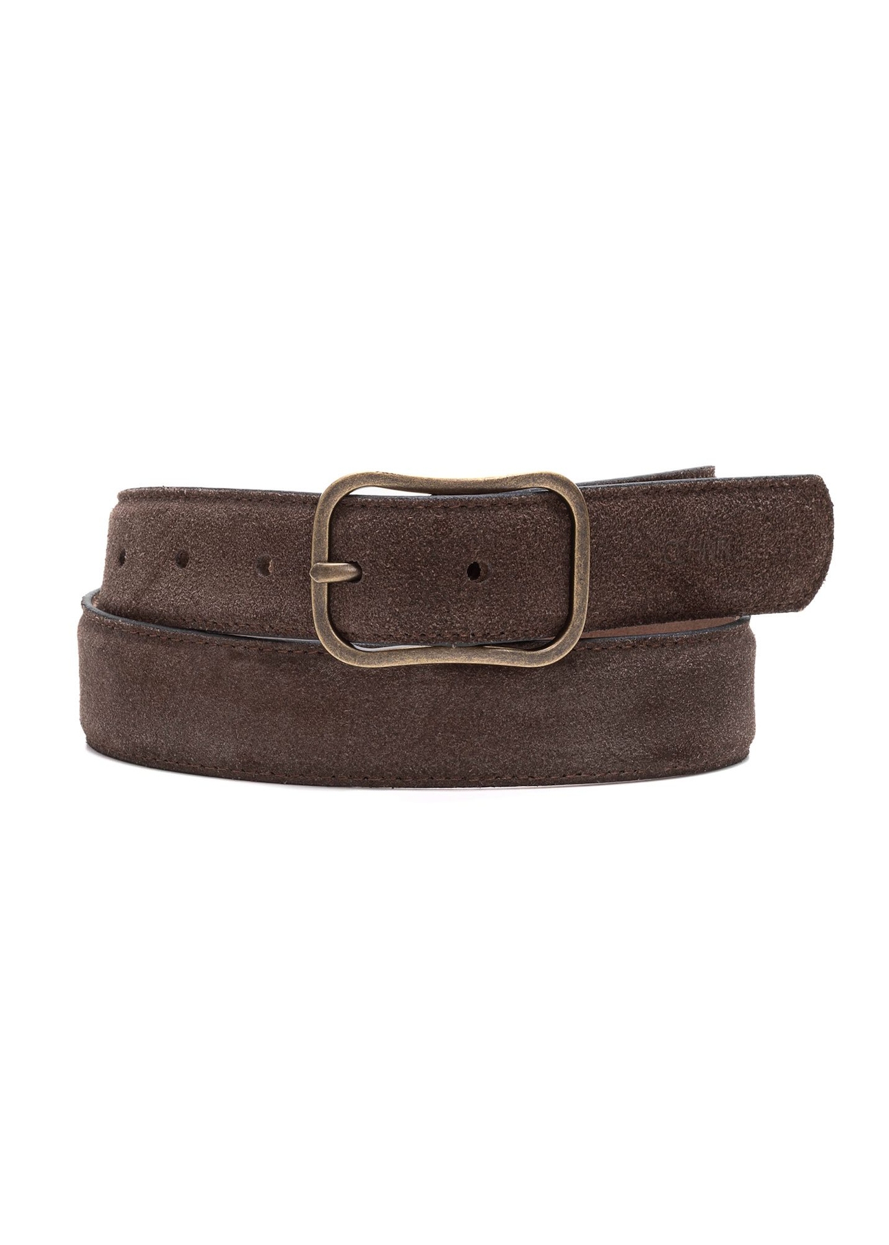 Chocolate leather women's belt PASDS-0317-90(Z25), front product view on white background.