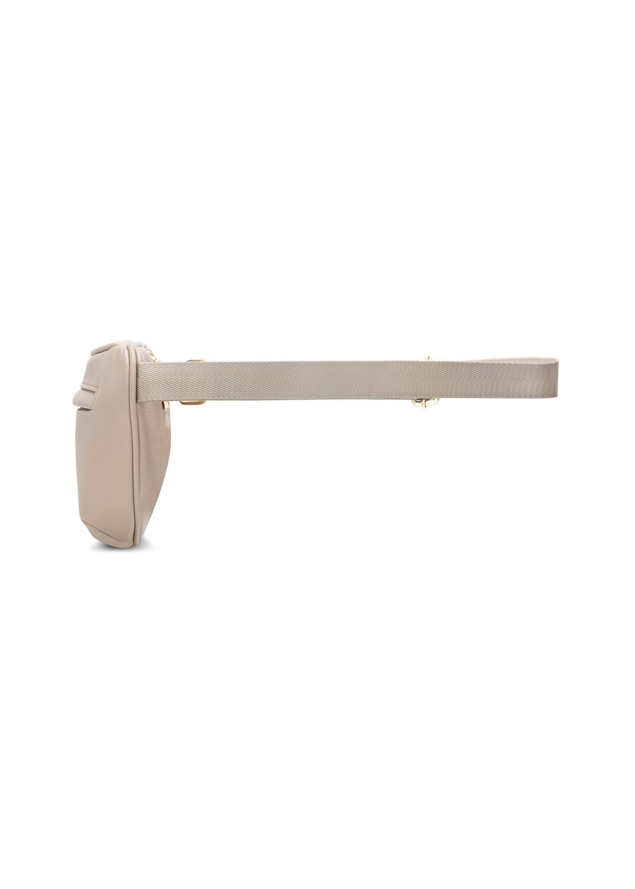 Beige women's imitation leather waist bag TOREC-1194-1D(W26) - side view of the product on a white background.