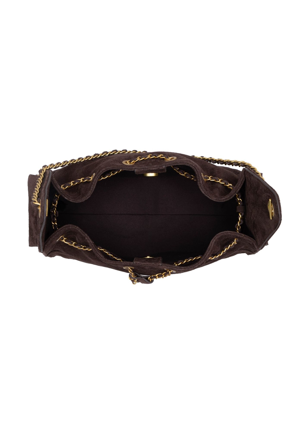 Brown suede women's hobo bag TORES-1384-1I(Z26) - product view from above, on white background.