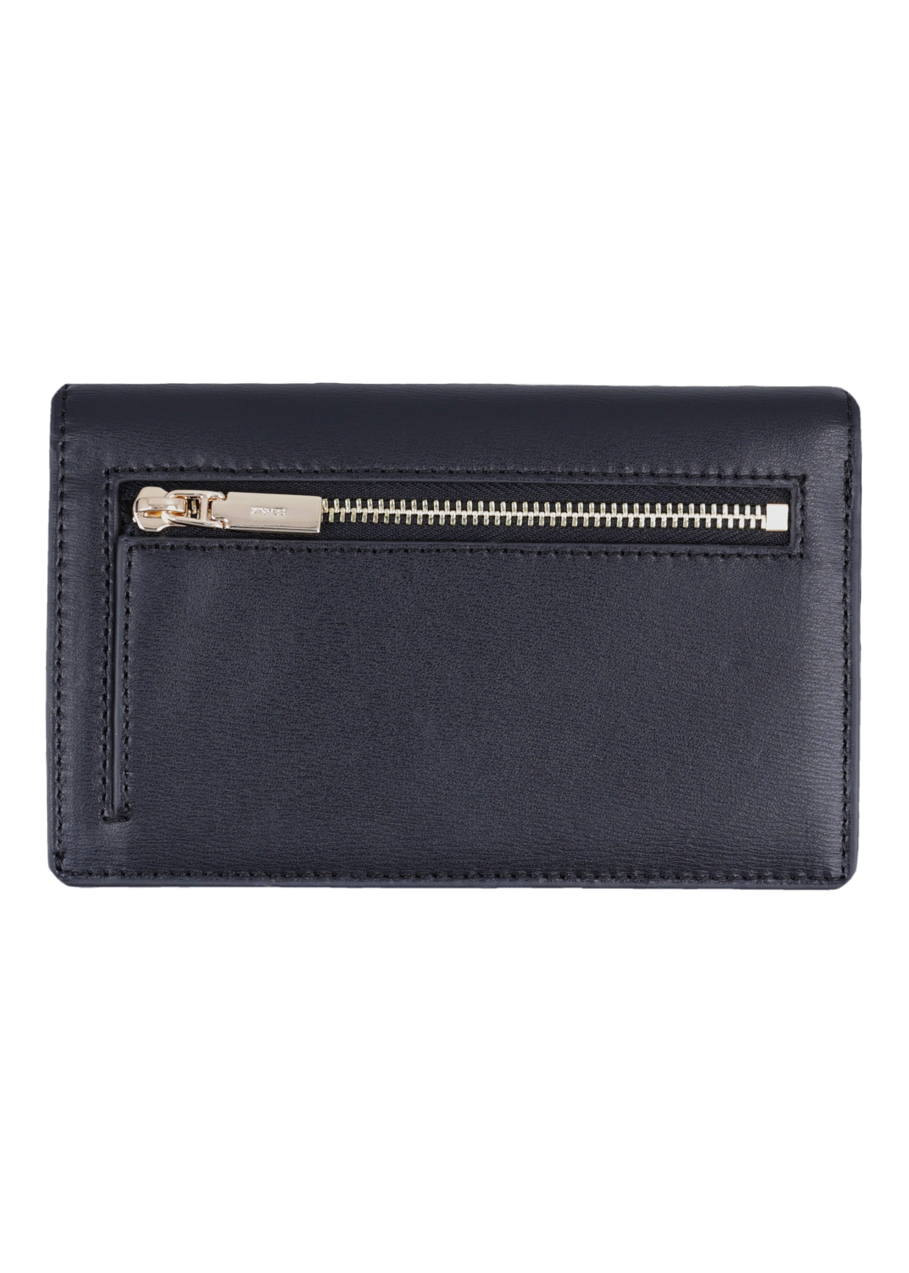Black large leather women's wallet PORES-1011-99(Z26) - product view from the back, on a white background.