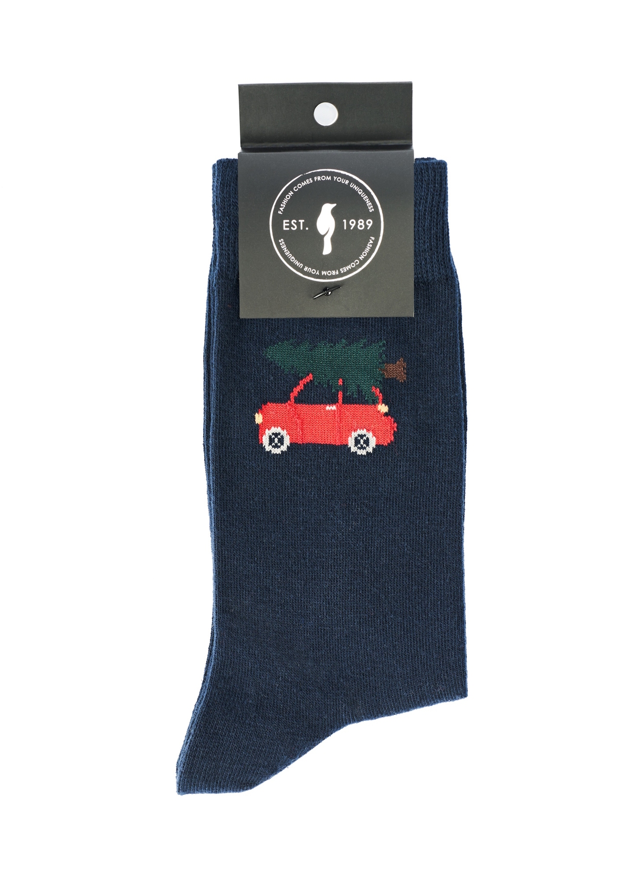 Men's long socks with pattern SKAMT-0198-69(Z25), product view with packaging on white background.