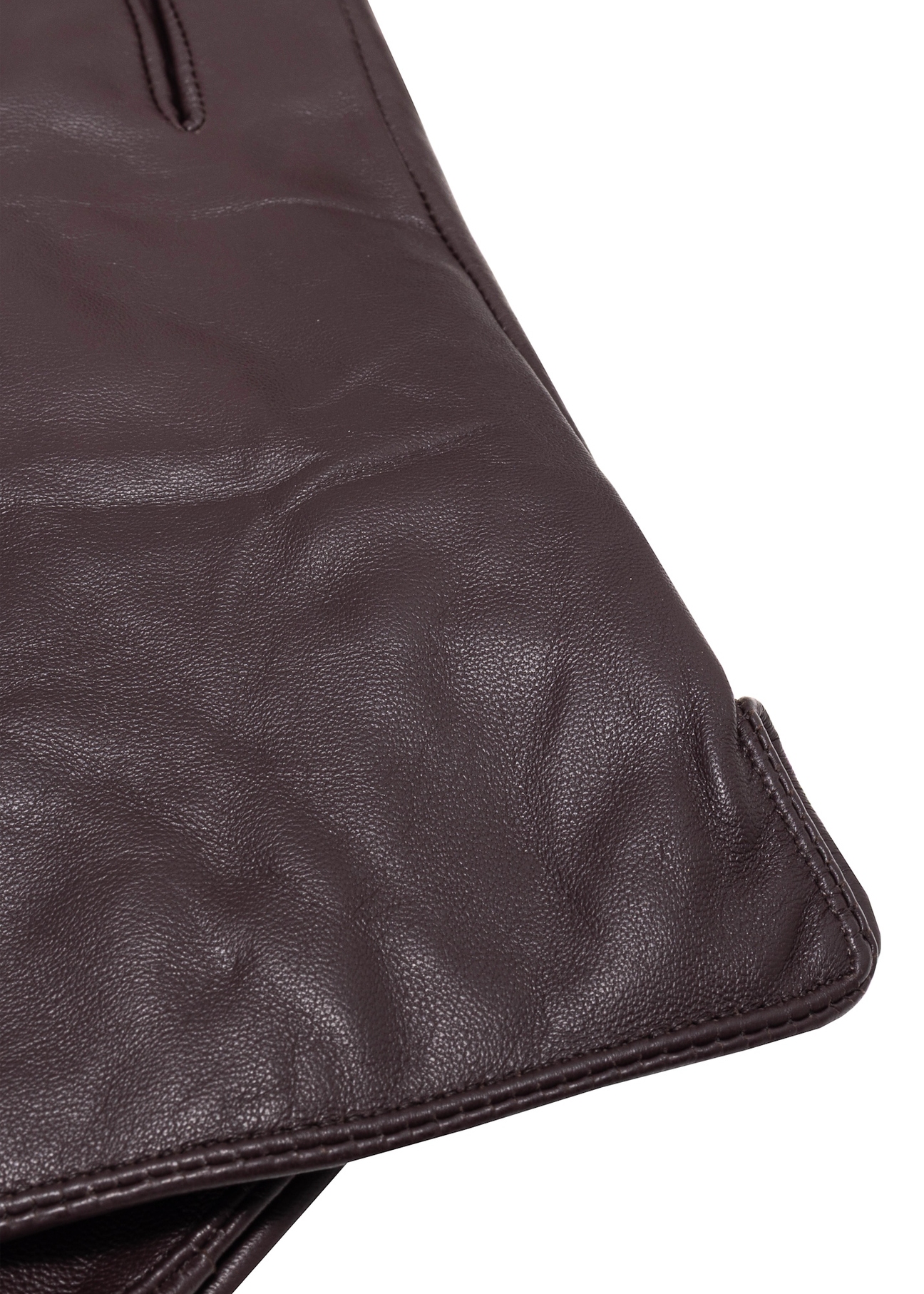 Men's brown leather gloves REKMS-0009A-90(Z25), close-up of the product detail on a white background.