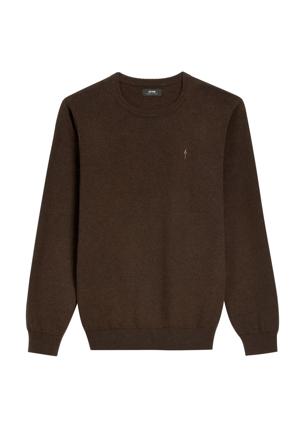 Brown men's cotton sweater SWEMT-0114A-1I(Z26) - front product view, on white background.