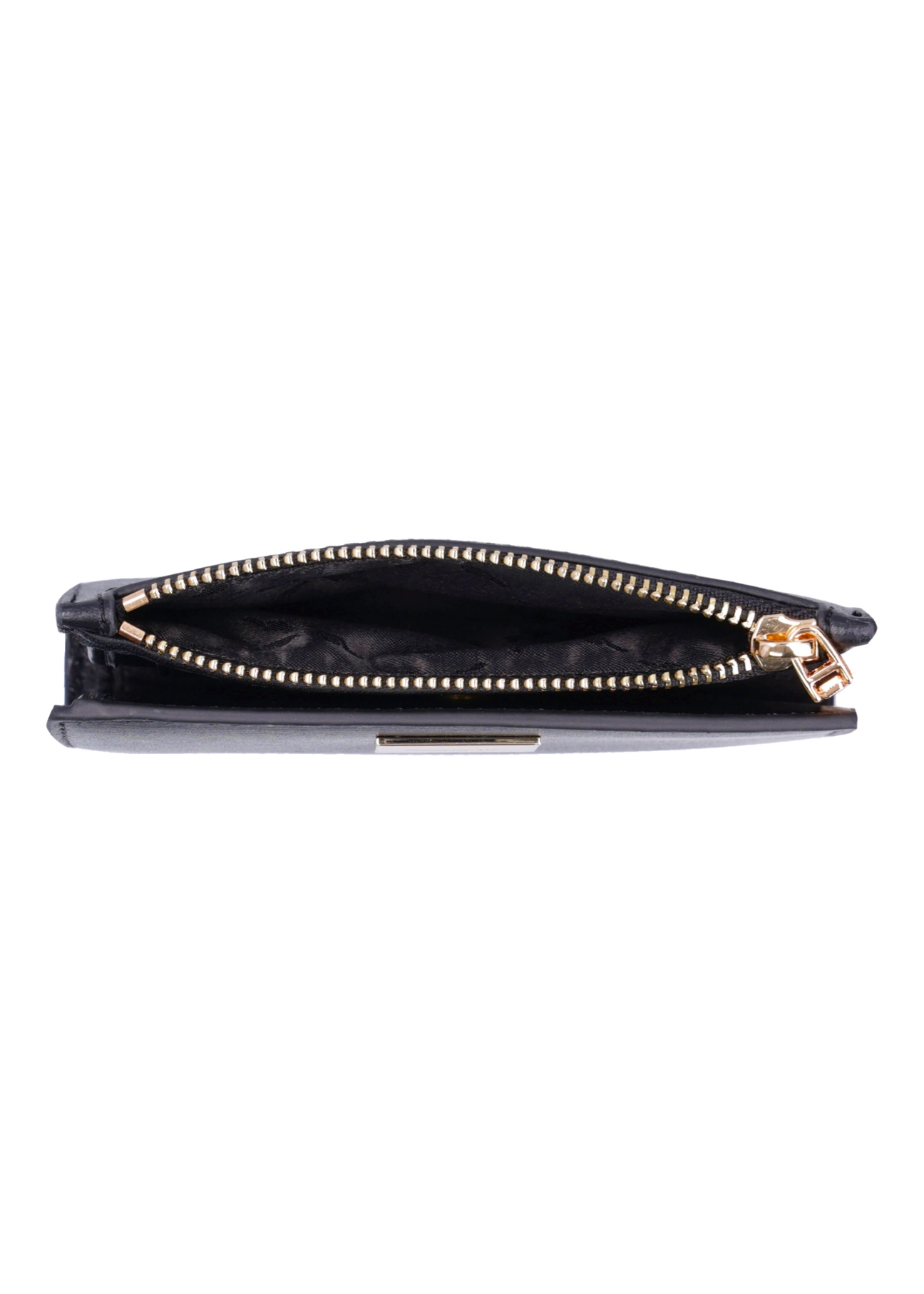 Black leather women's wallet PORES-1012-99(Z26), product view inside on white background.