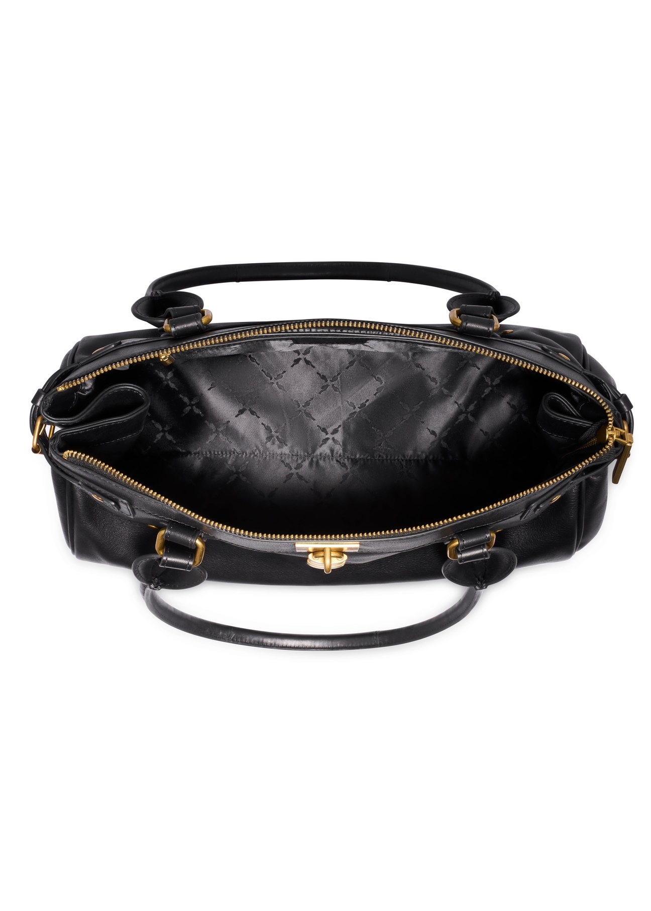 Black leather shoulder bag TORES-1369-99(Z26), product view inside on white background.