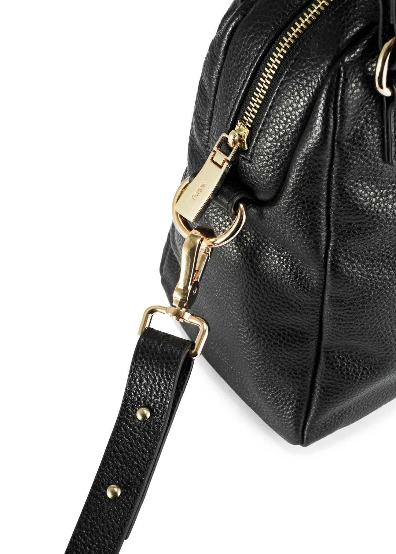 Black leather women's handbag TORES-1183-99(Z25), close-up of product detail, view on white background.