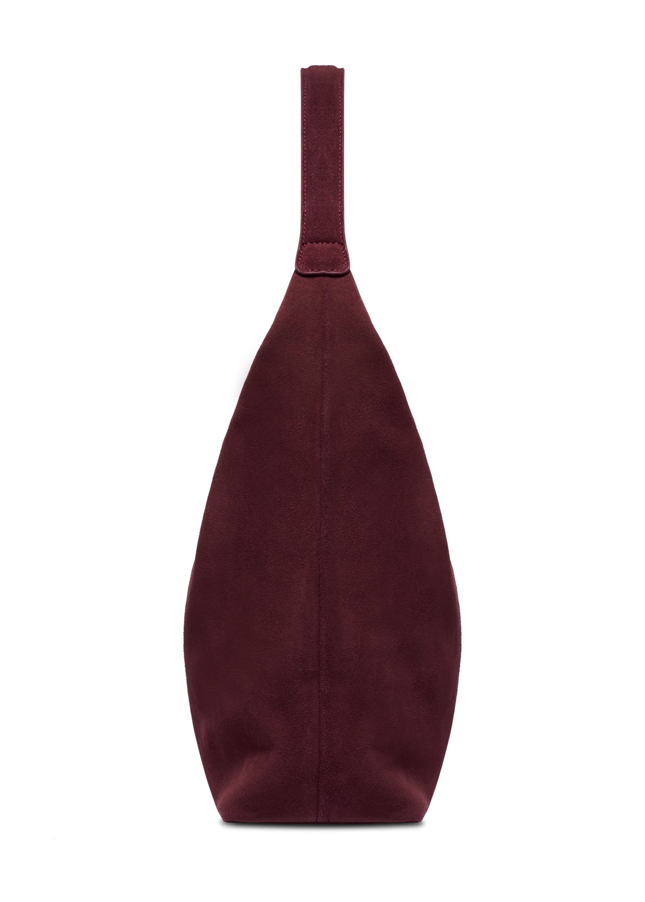 Burgundy suede handbag TORES-1404-4D(Z26) - side view of the product, on a white background.