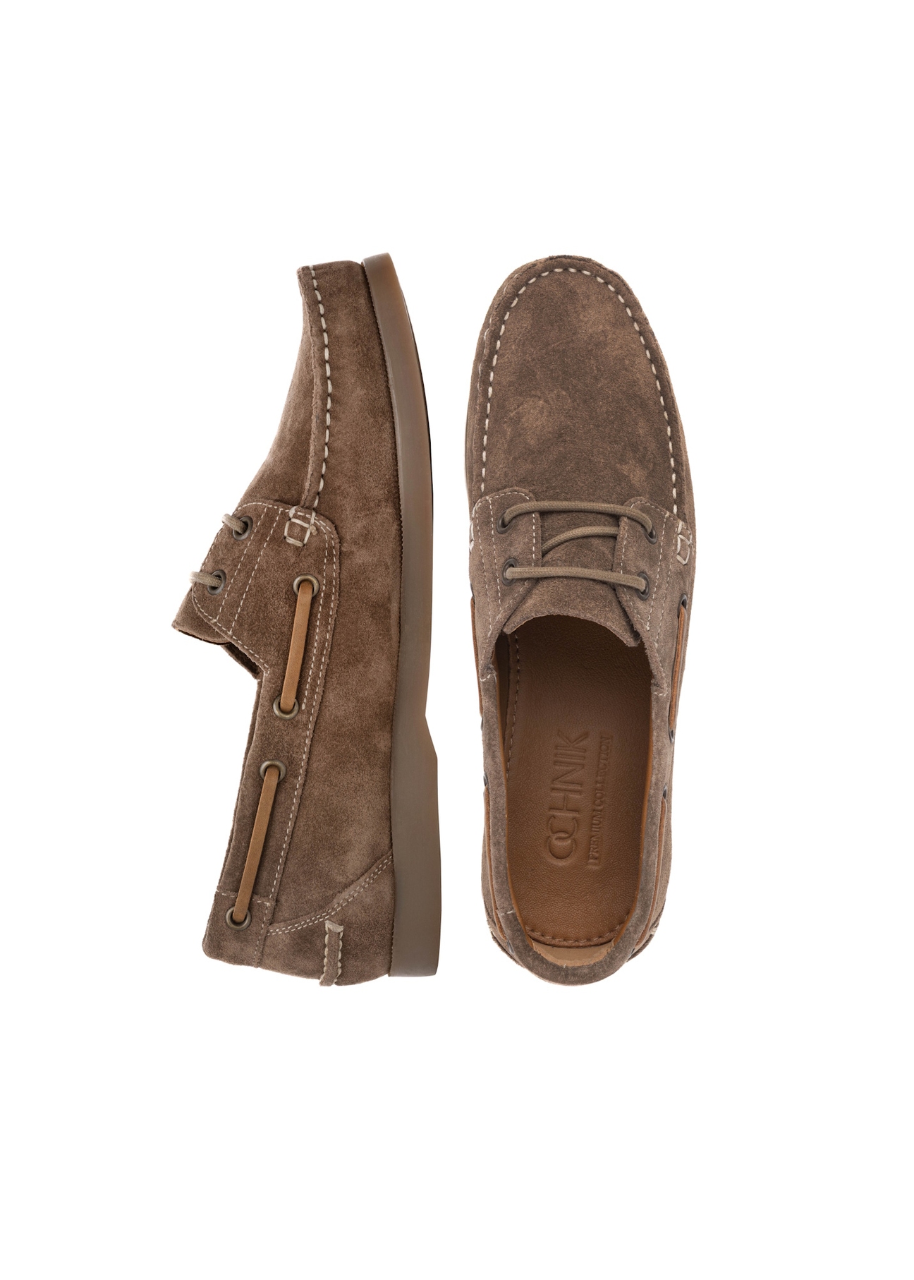 Men's leather shoes in cool beige color BUTYM-0540-1K(W26), product view from above on a white background.