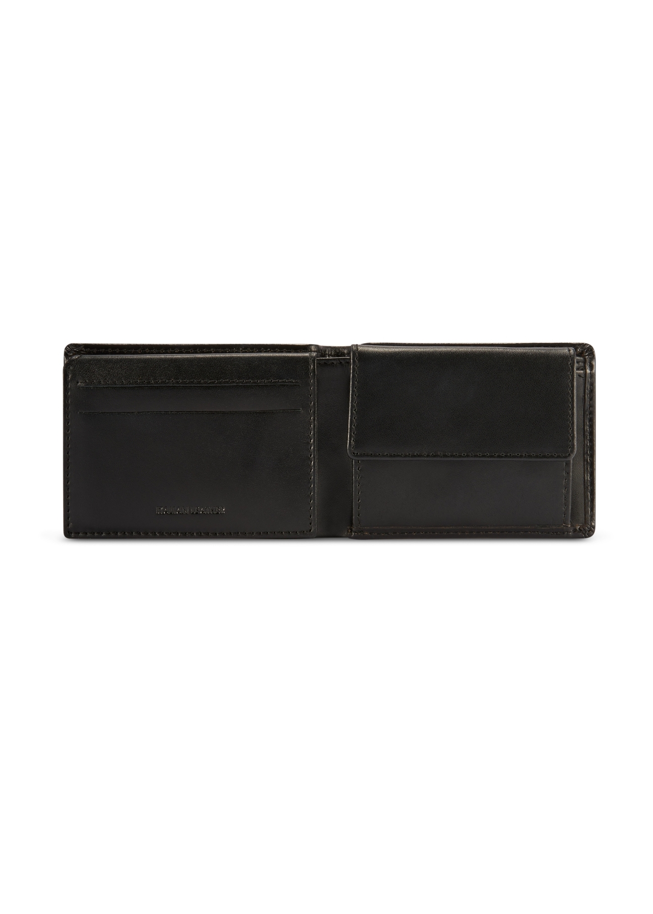 Black leather women's wallet PORES-0976-99(Z25), product view from the inside on a white background.