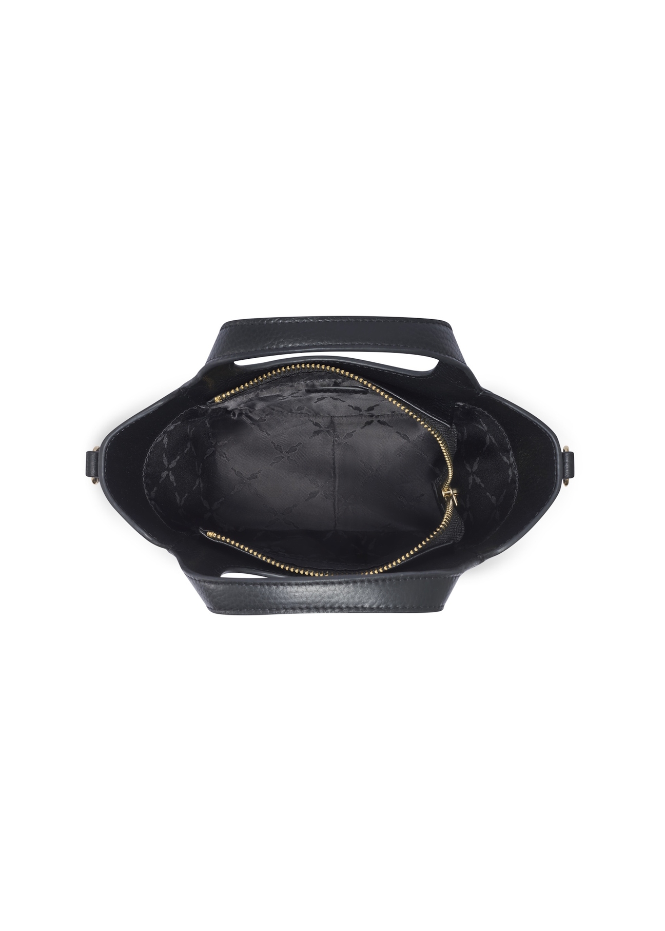 Small black leather women's handbag TORES-1341-9I(Z26), product view inside on white background.