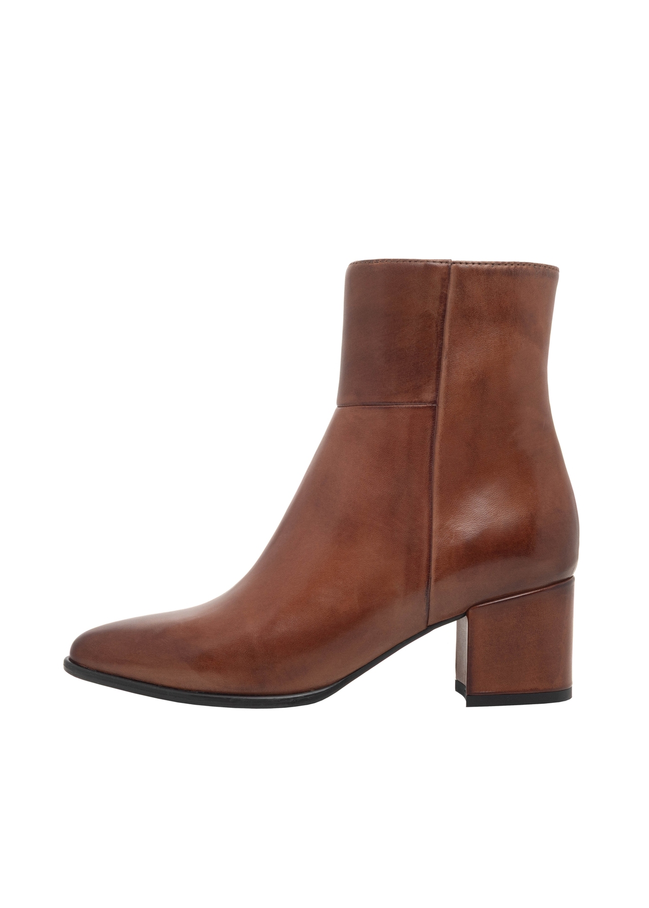 Women's leather ankle boots in cognac color BUTYD-1186-1F(Z26)