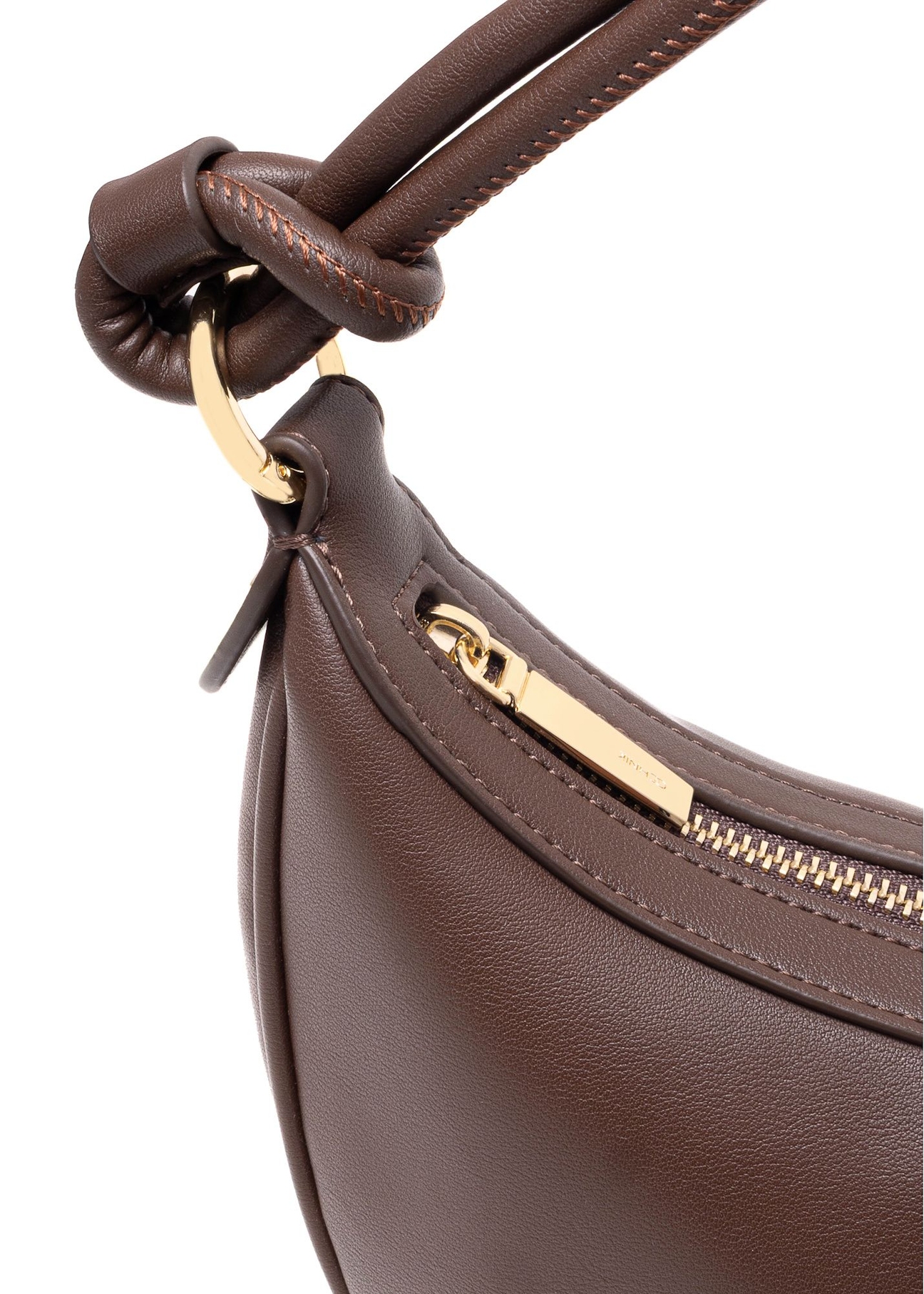 Brown small women's hobo bag TOREC-1097-1H(W26), close-up of the product detail on a white background.