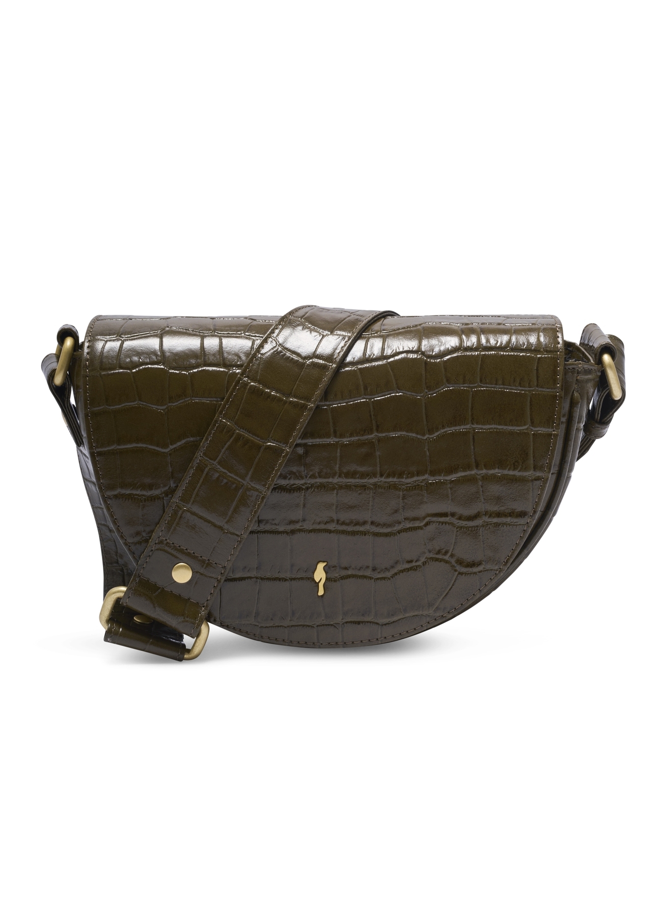 Semi-circular croco khaki women's handbag TORES-1328-8D(Z26) - front product view, on a light background.