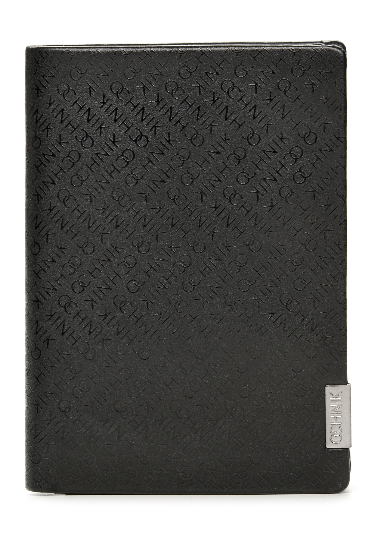 Black men's leather wallet with logo PORMS-0665-99(Z25), product view from the front on a white background.