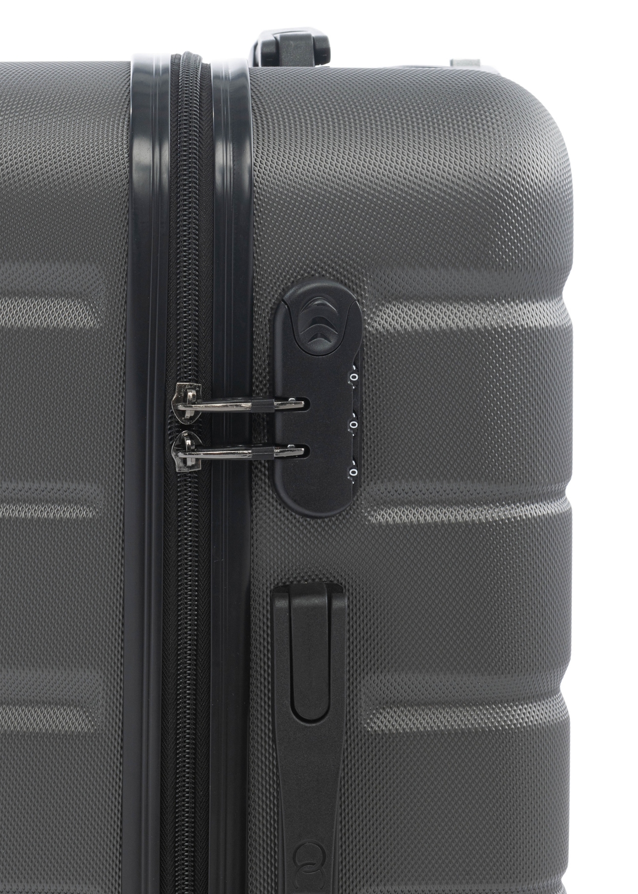 Small suitcase on wheels WALAB-0067-9B-19(W26), view of the product's combination lock on a white background.