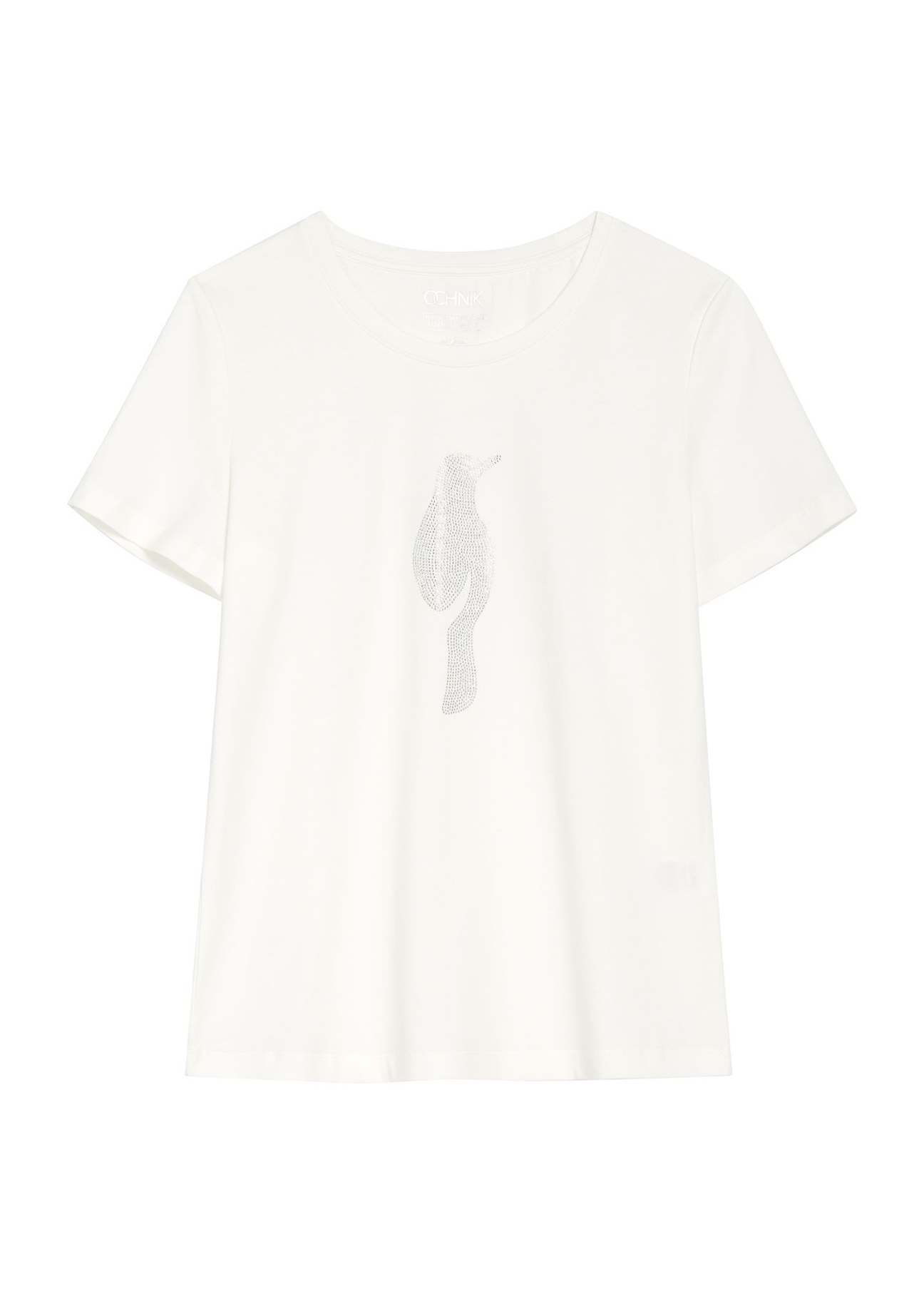 Cream women's T-shirt with logo TSHDT-0148-0B(Z26), front product view on white background.