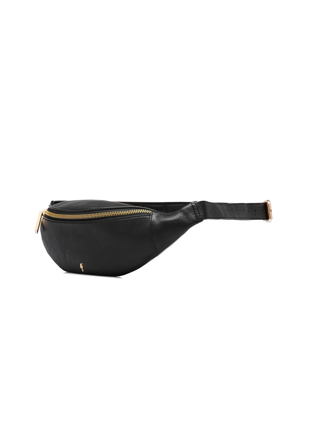 Women's leather black waist bag TORES-0970E-99(Z25) - side view of the product on a white background.