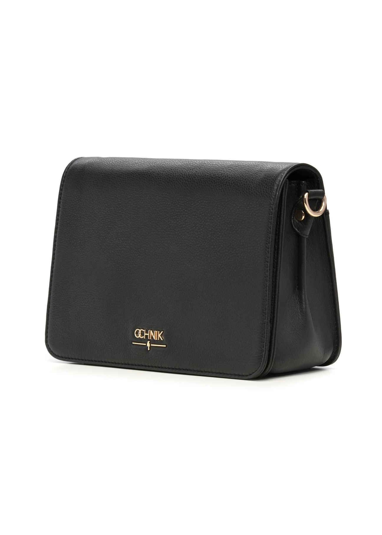Women's black leather messenger bag TORES-1316-99(Z26) - diagonal product view, on a white background.