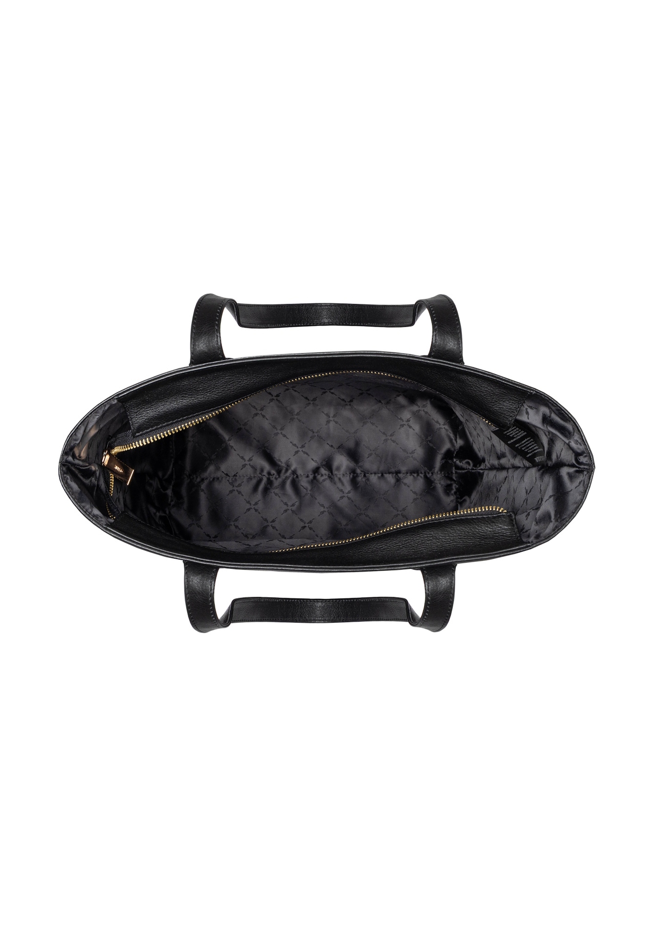 Black leather shopper bag TORES-1312-99(Z26), product view inside on white background.