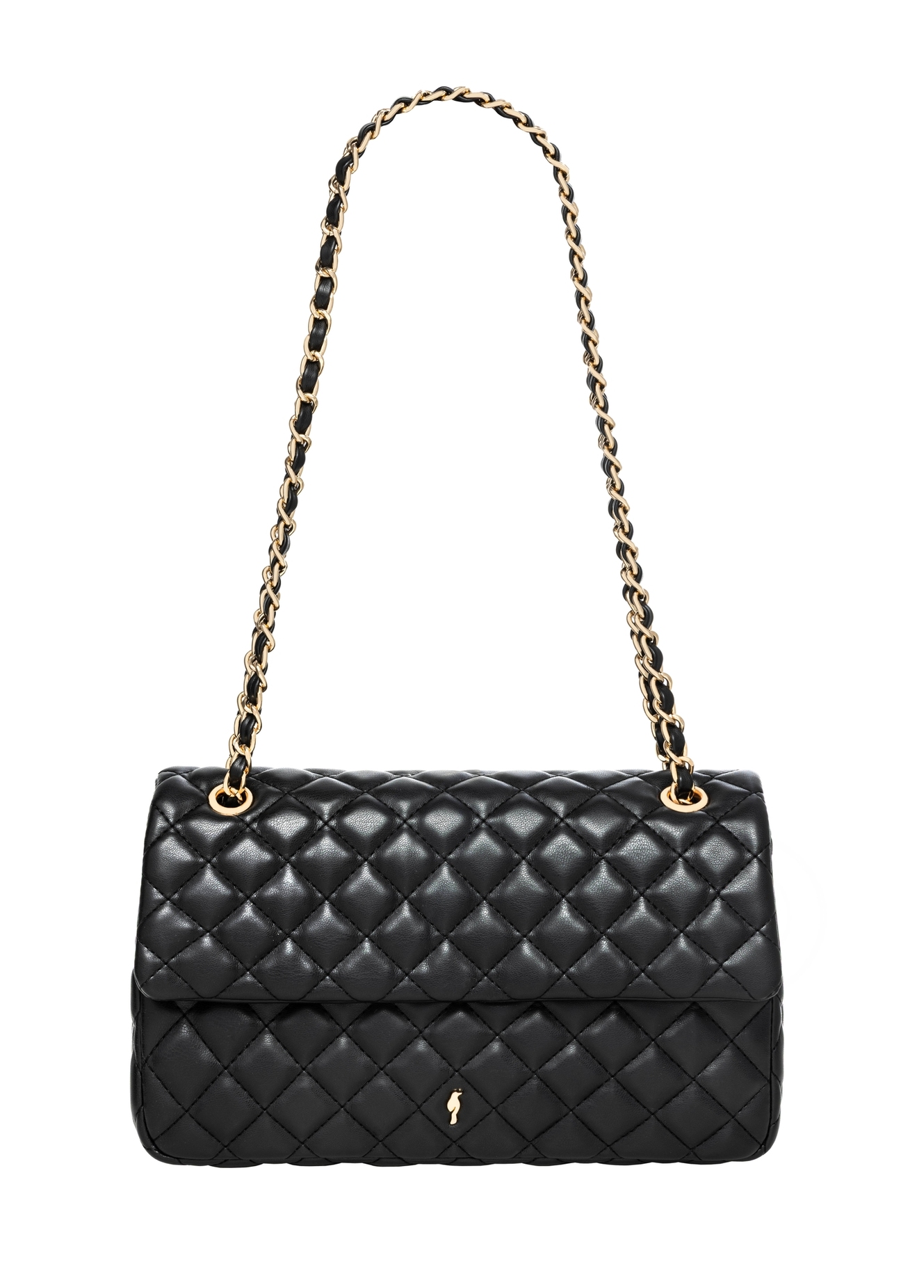 Black quilted chain bag TOREC-0443D-99(W25), front product view on white background.