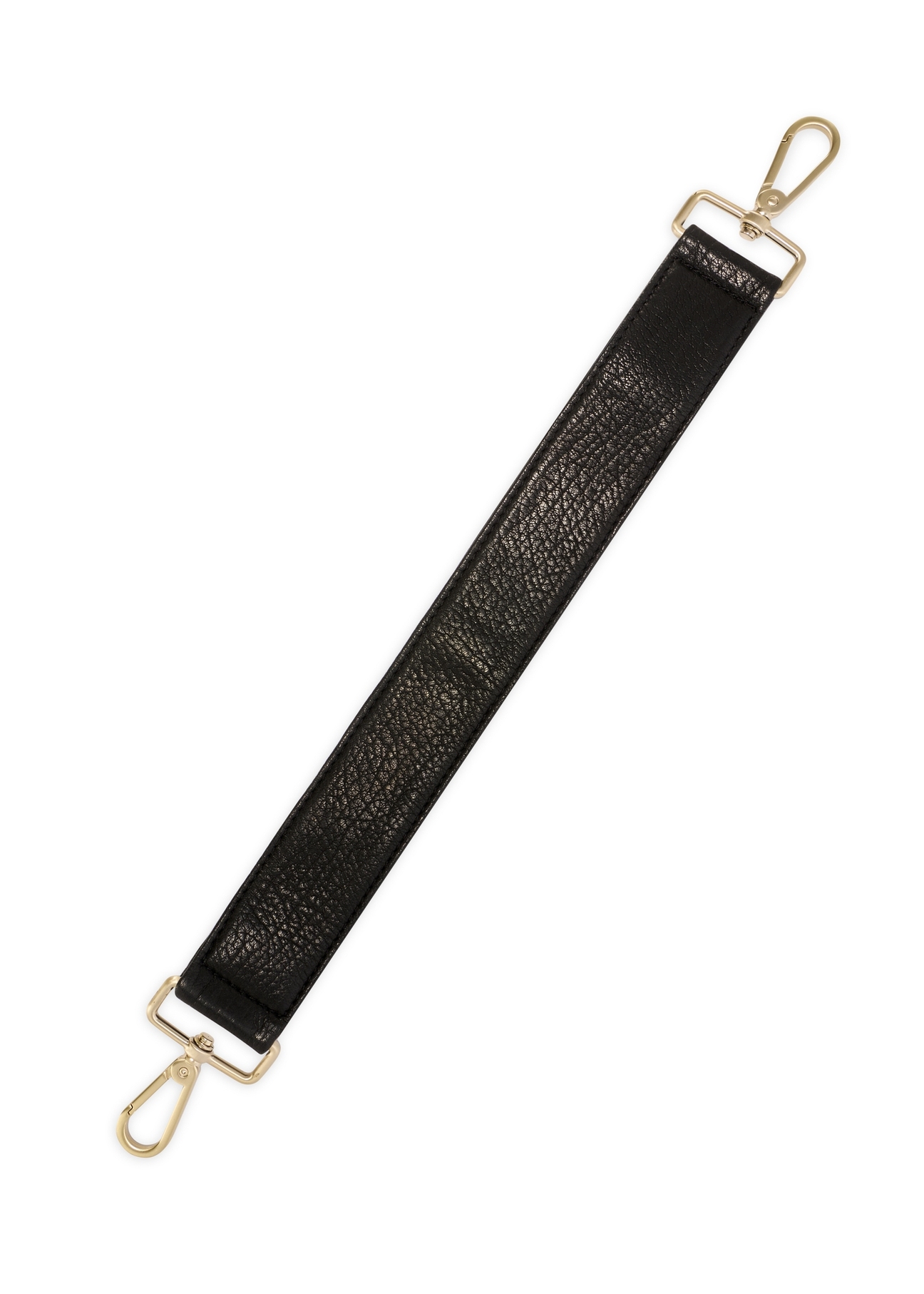 Black leather handbag with decorative weave TORES-1243-9P(W26), view of the product strap on a white background.